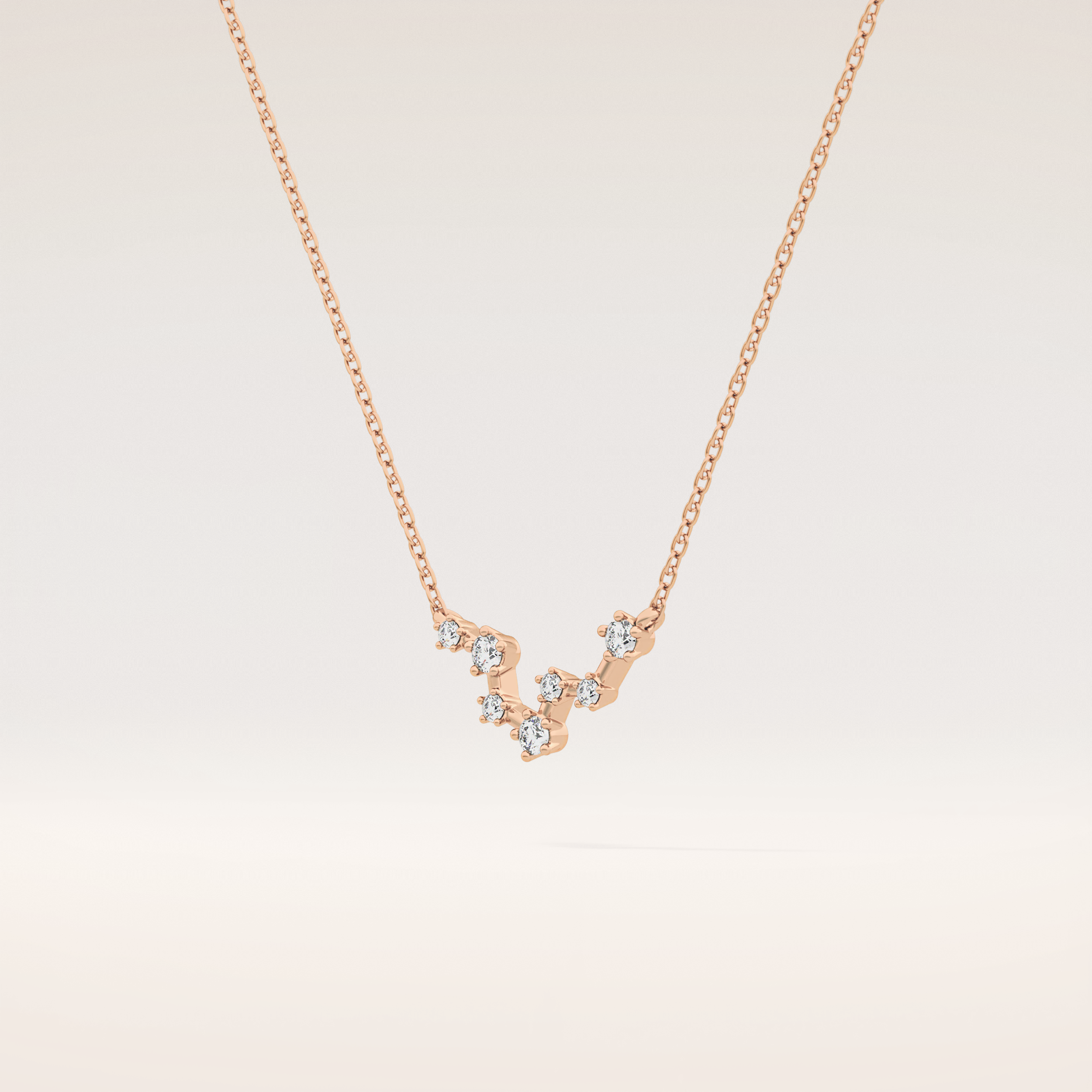 0.103 TCW Round Cut Moissanite Pisces Zodiac Constellation Necklace