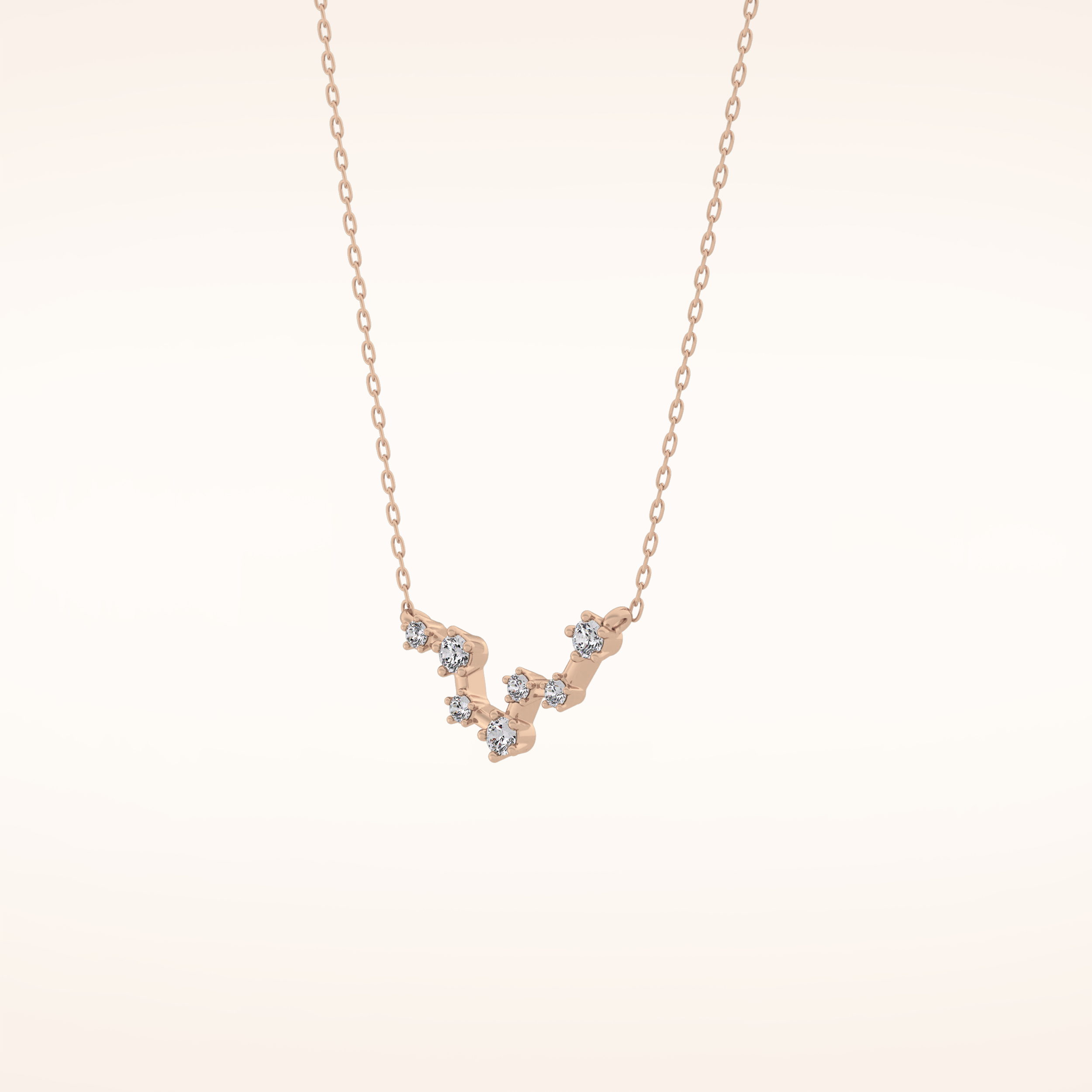 0.103 TCW Round Cut Moissanite Pisces Zodiac Constellation Necklace