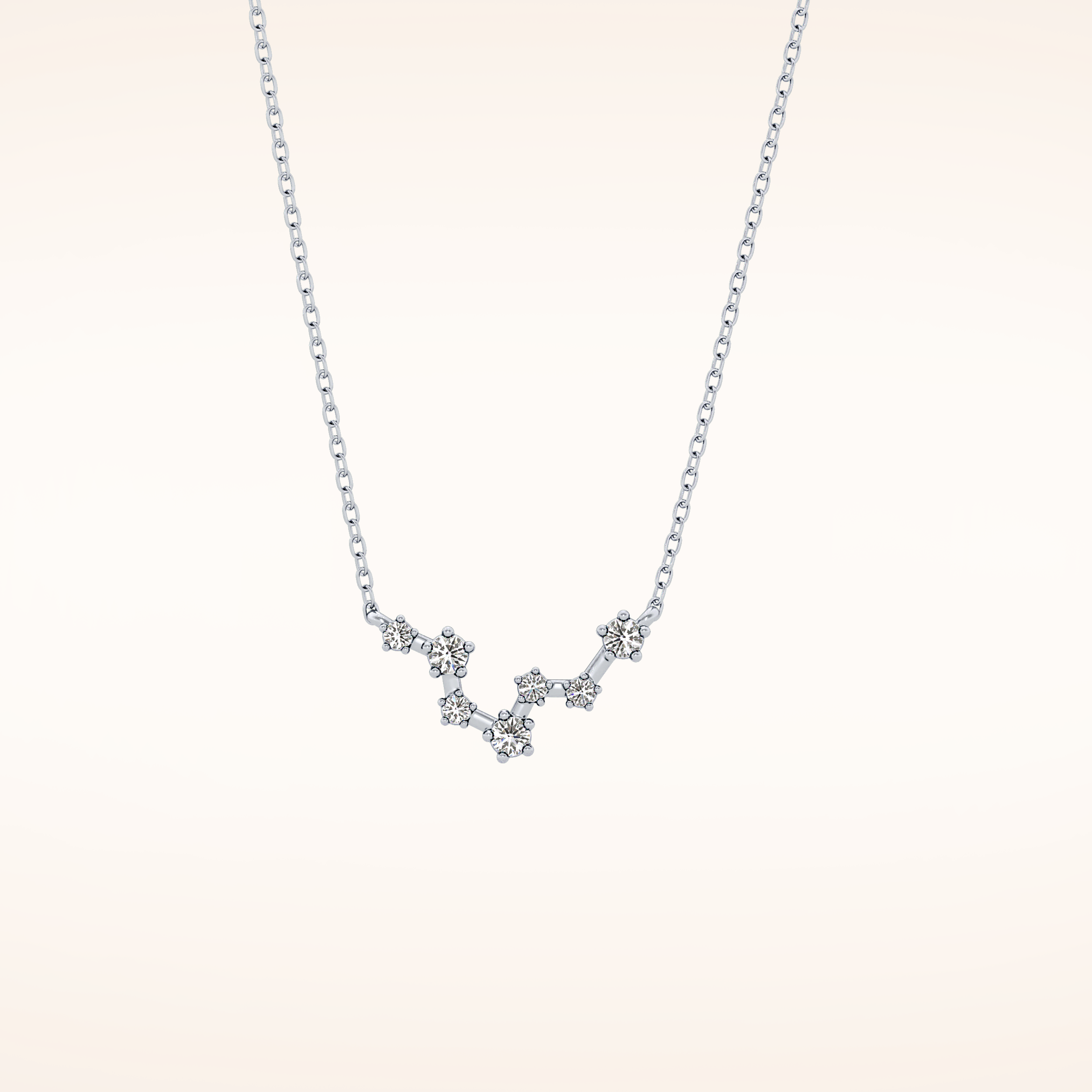 0.103 TCW Round Cut Moissanite Pisces Zodiac Constellation Necklace