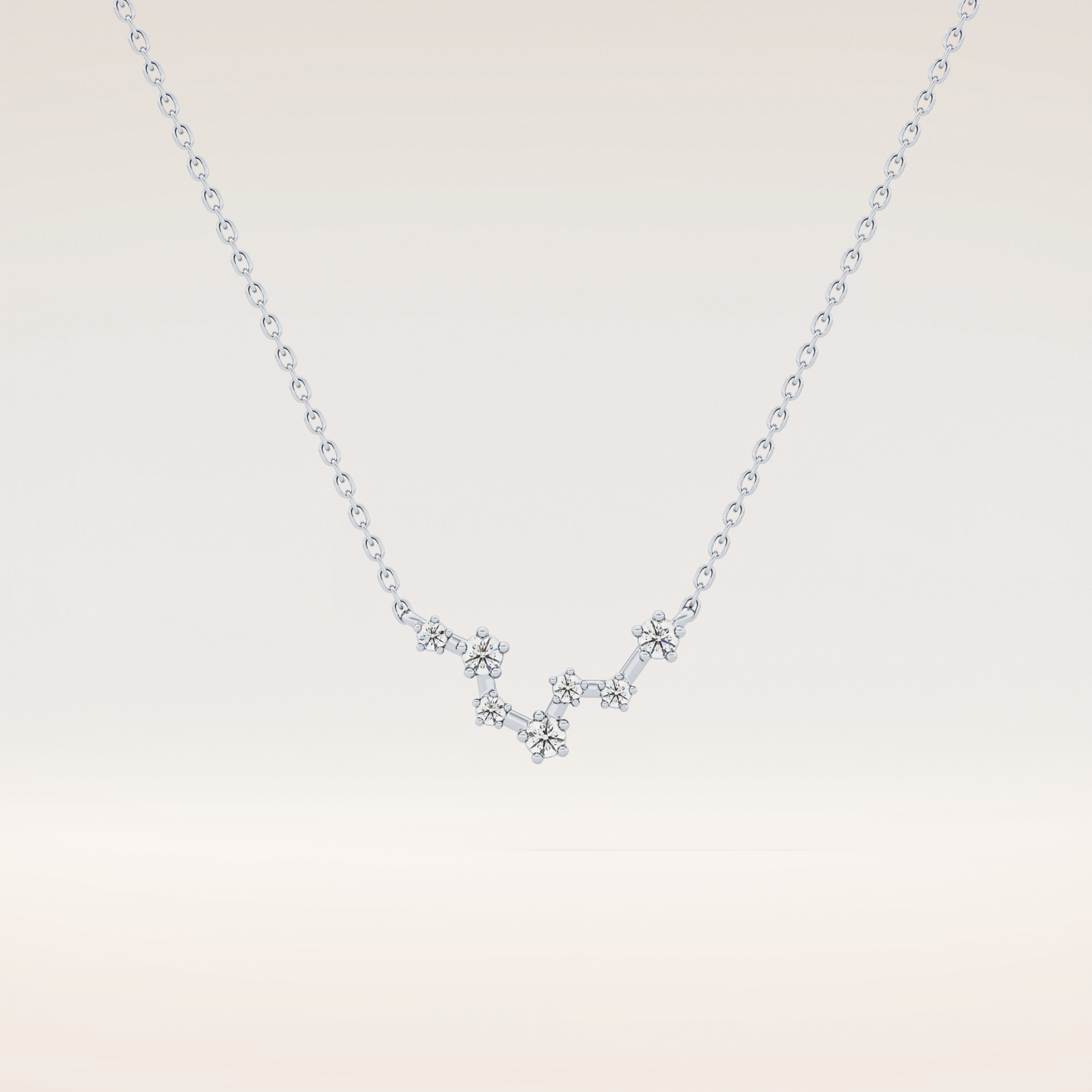 0.103 TCW Round Cut Moissanite Pisces Zodiac Constellation Necklace