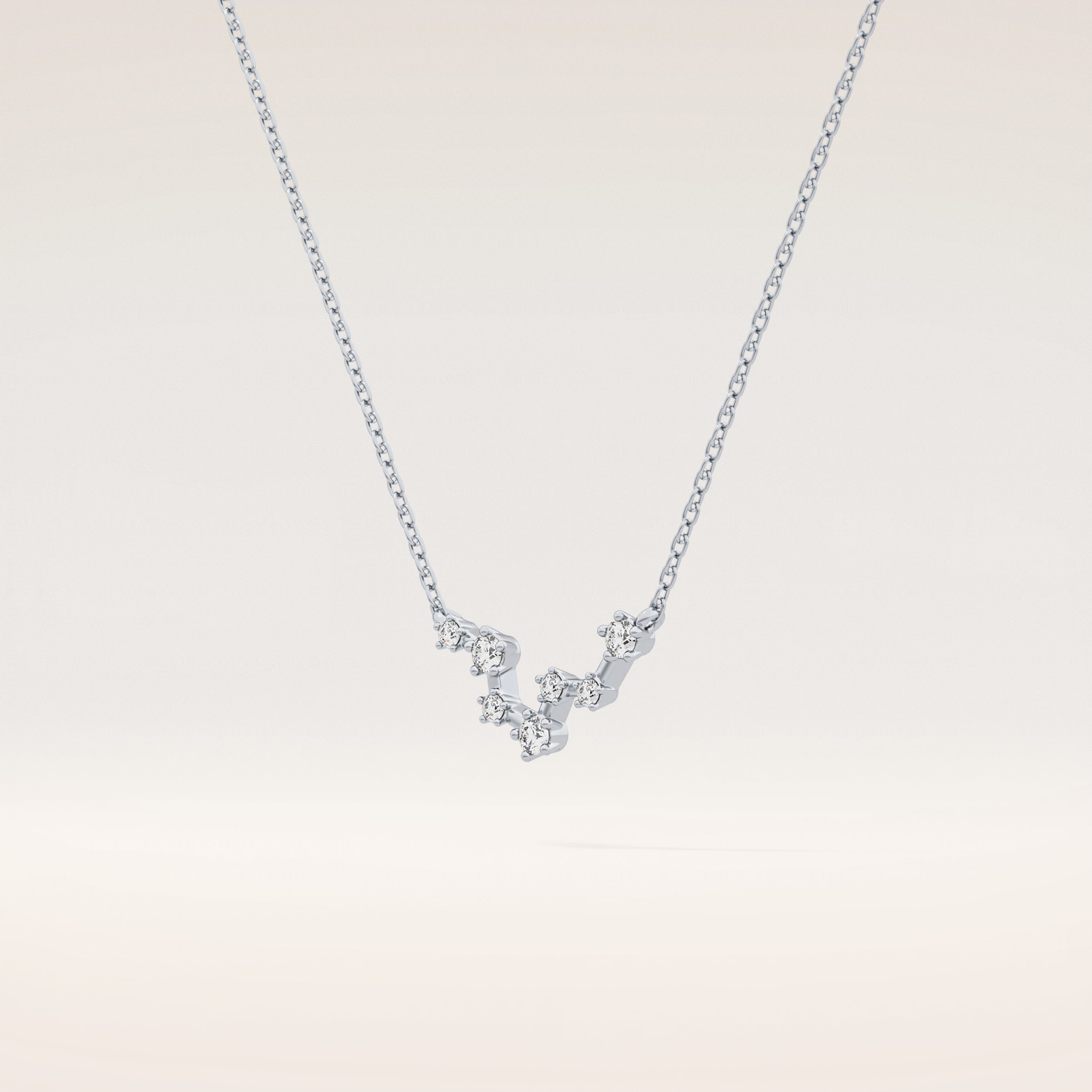0.103 TCW Round Cut Moissanite Pisces Zodiac Constellation Necklace