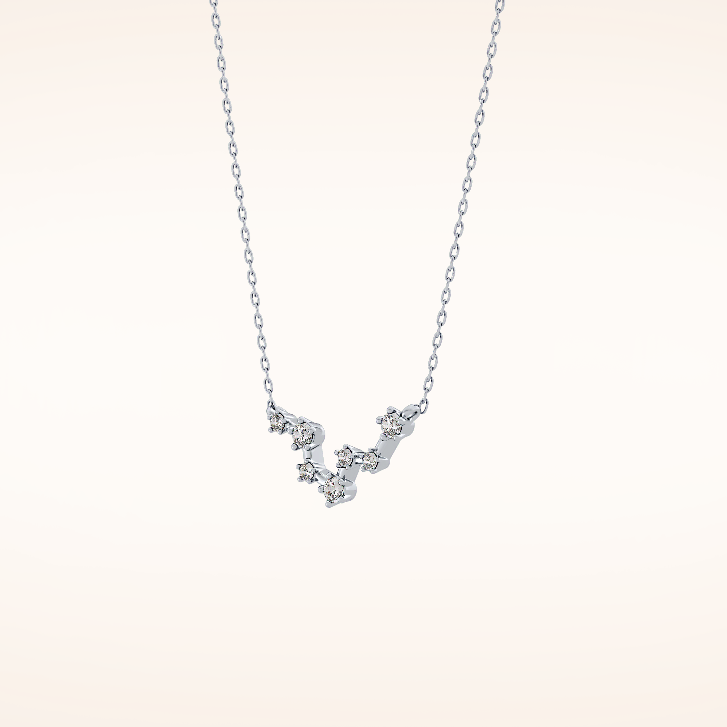 0.103 TCW Round Cut Moissanite Pisces Zodiac Constellation Necklace