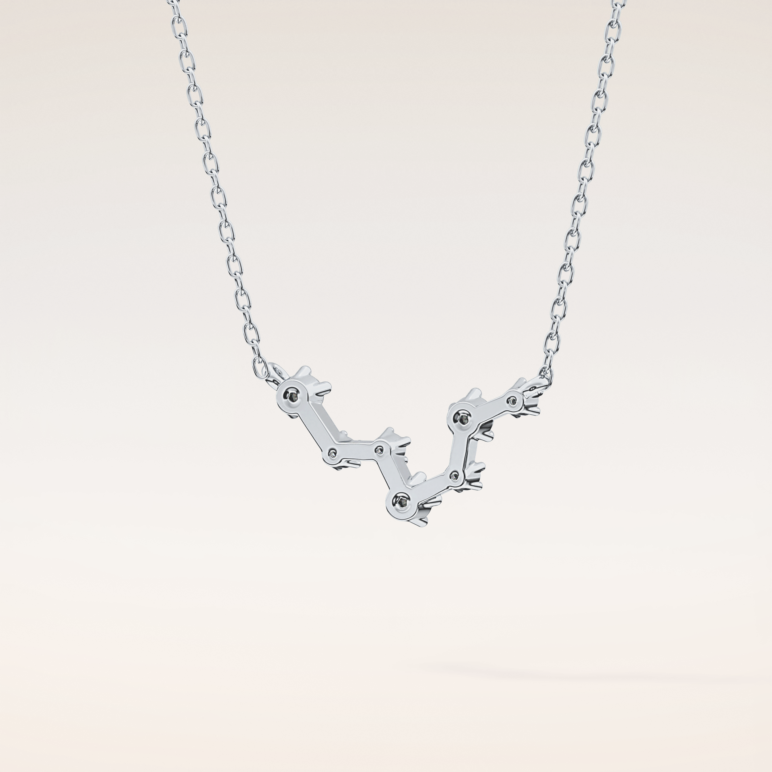 0.103 TCW Round Cut Moissanite Pisces Zodiac Constellation Necklace