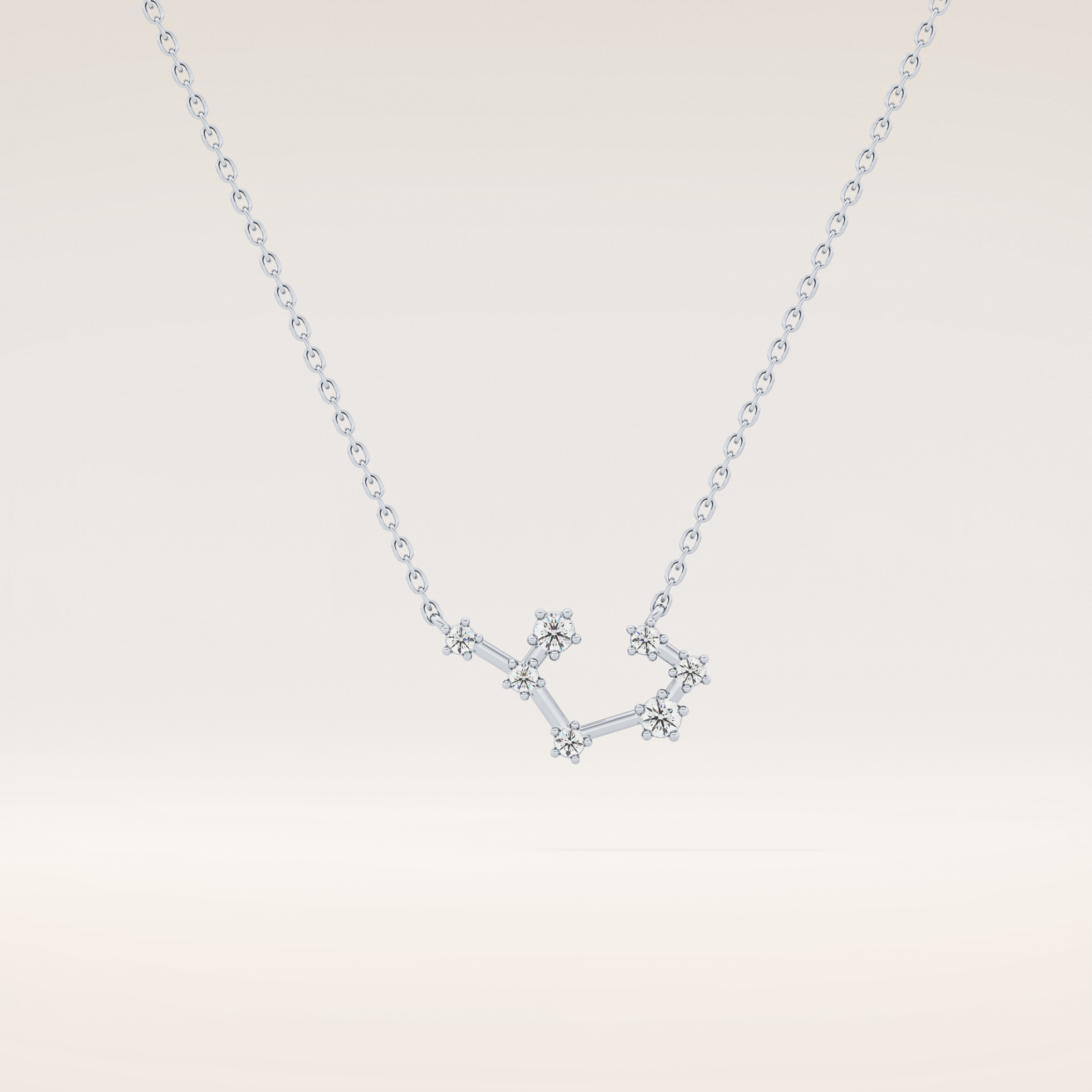 0.111 TCW Round Cut Moissanite Sagittarius Zodiac Constellation Necklace
