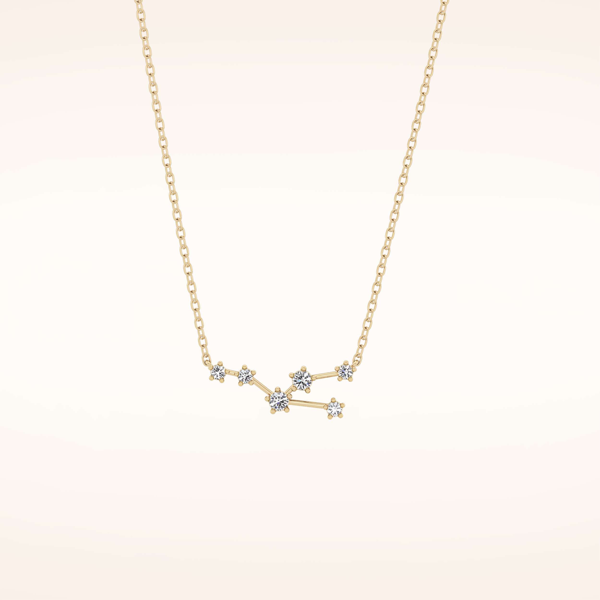 0.062 TCW Round Cut Moissanite Taurus Zodiac Constellation Necklace