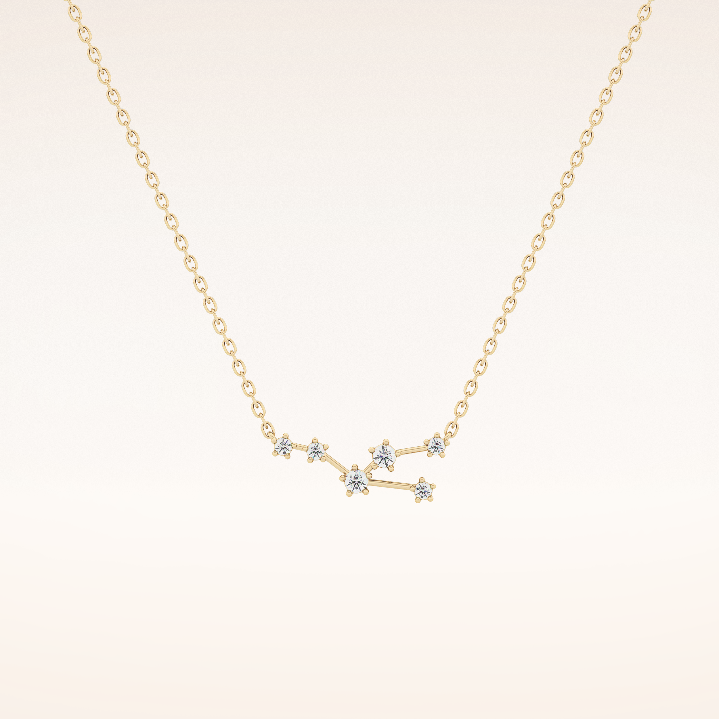 0.062 TCW Round Cut Moissanite Taurus Zodiac Constellation Necklace
