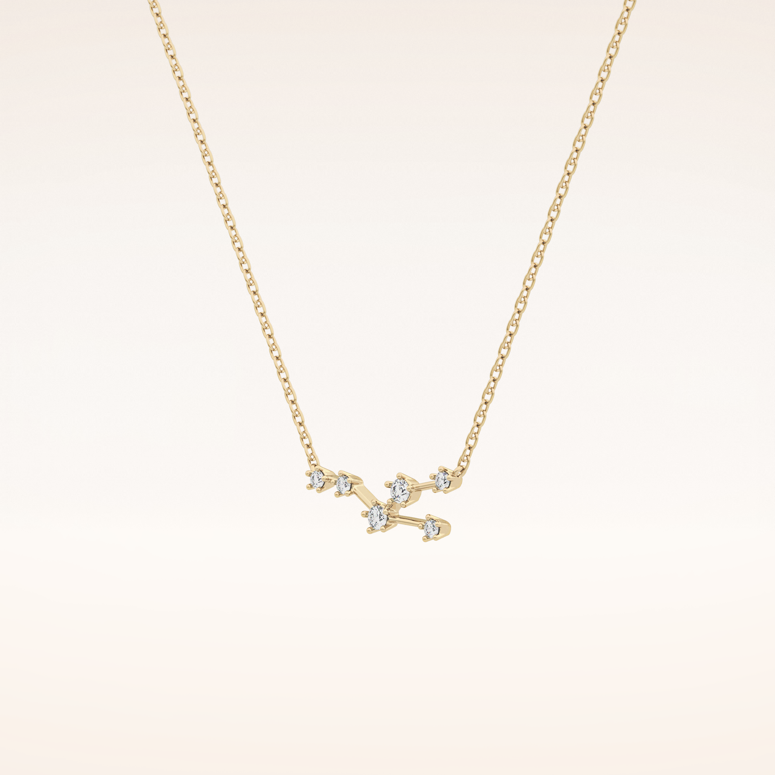 0.062 TCW Round Cut Moissanite Taurus Zodiac Constellation Necklace