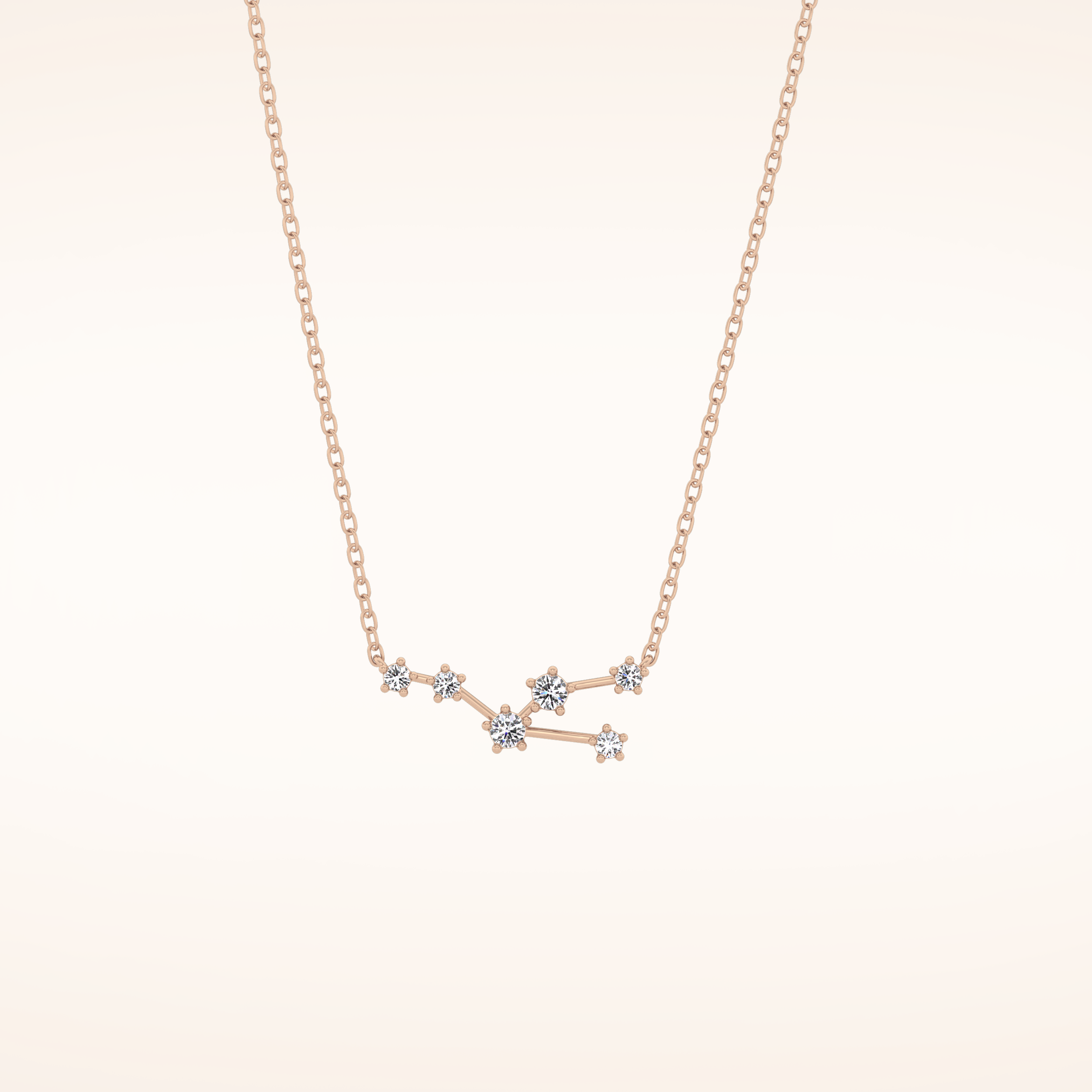 0.062 TCW Round Cut Moissanite Taurus Zodiac Constellation Necklace