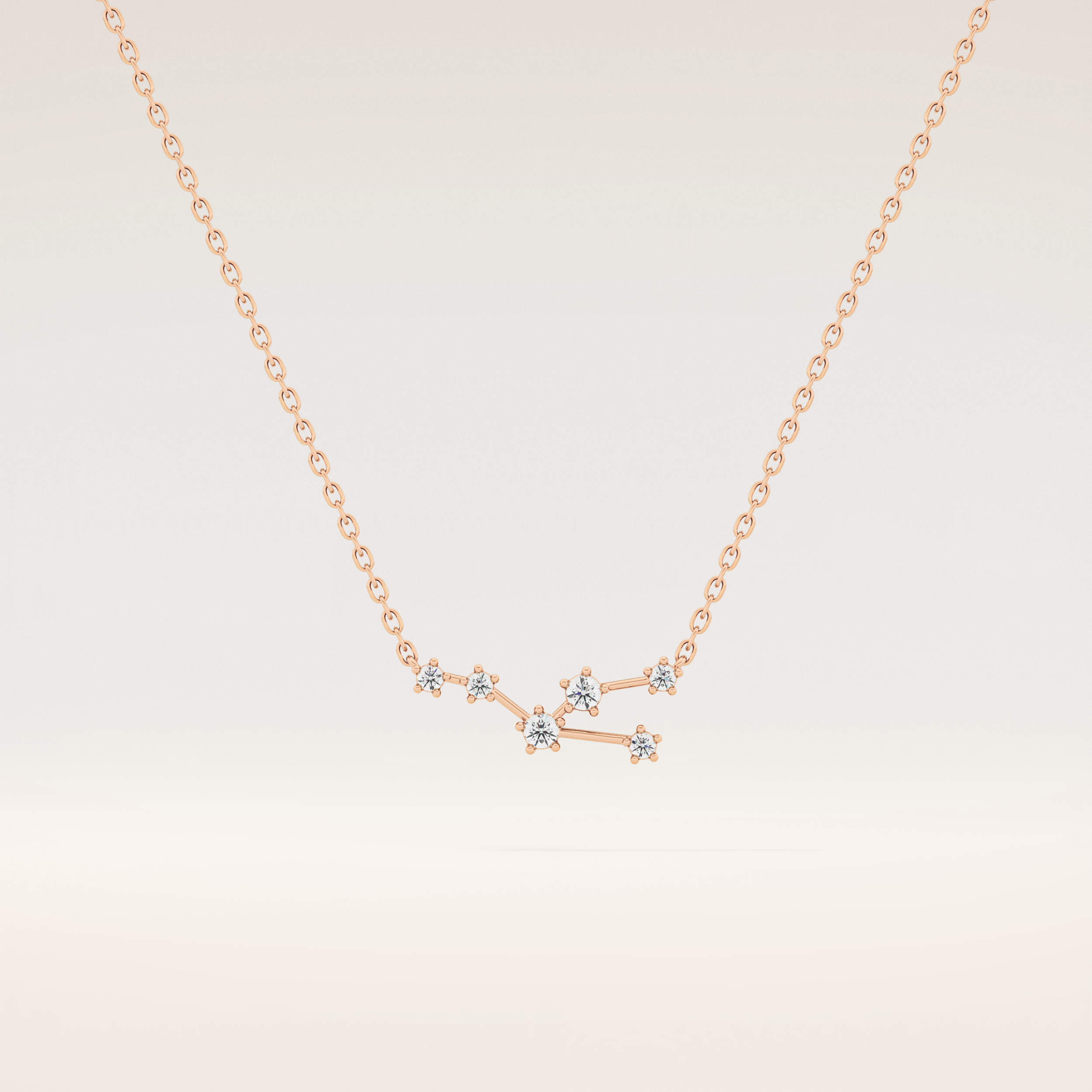 0.062 TCW Round Cut Moissanite Taurus Zodiac Constellation Necklace