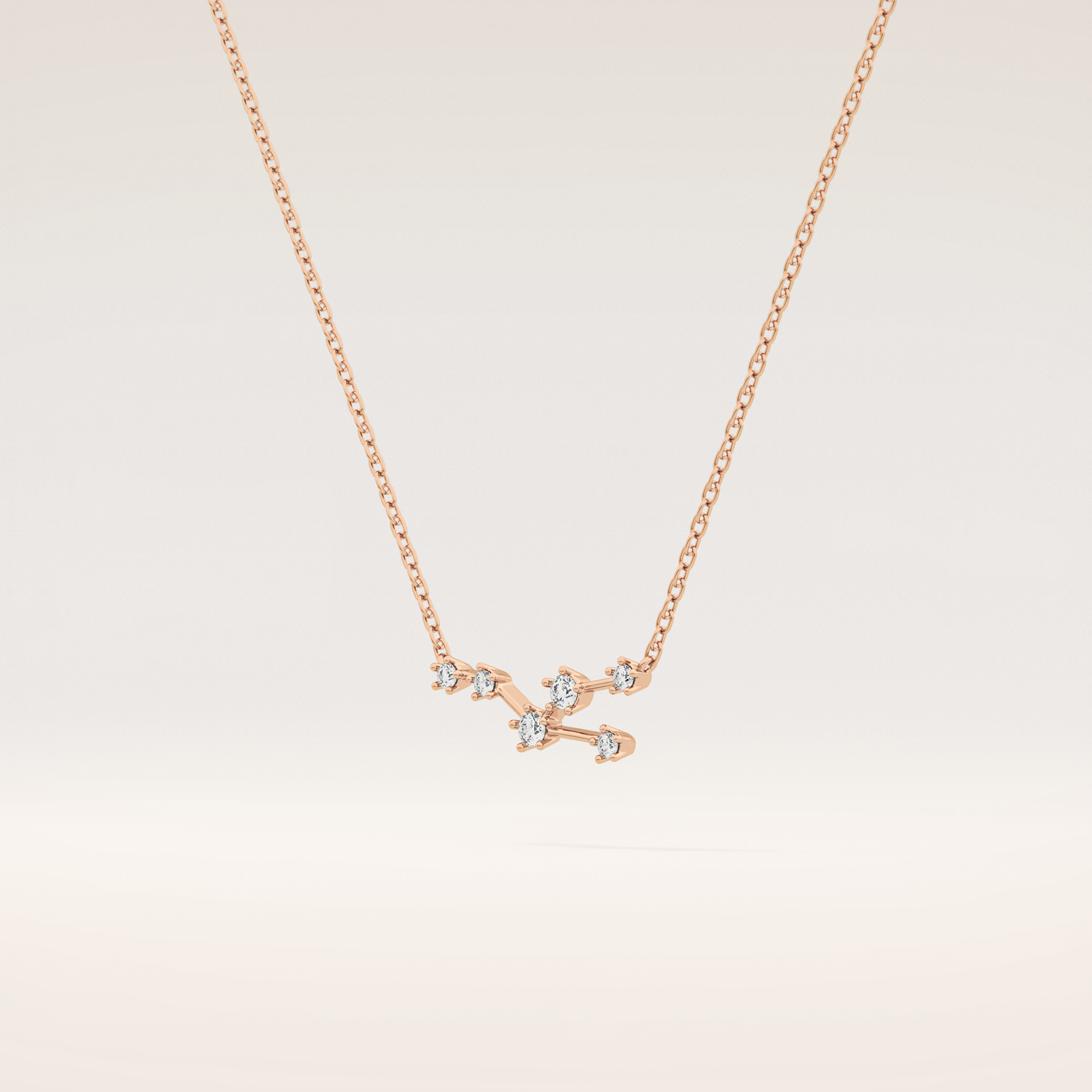 0.062 TCW Round Cut Moissanite Taurus Zodiac Constellation Necklace