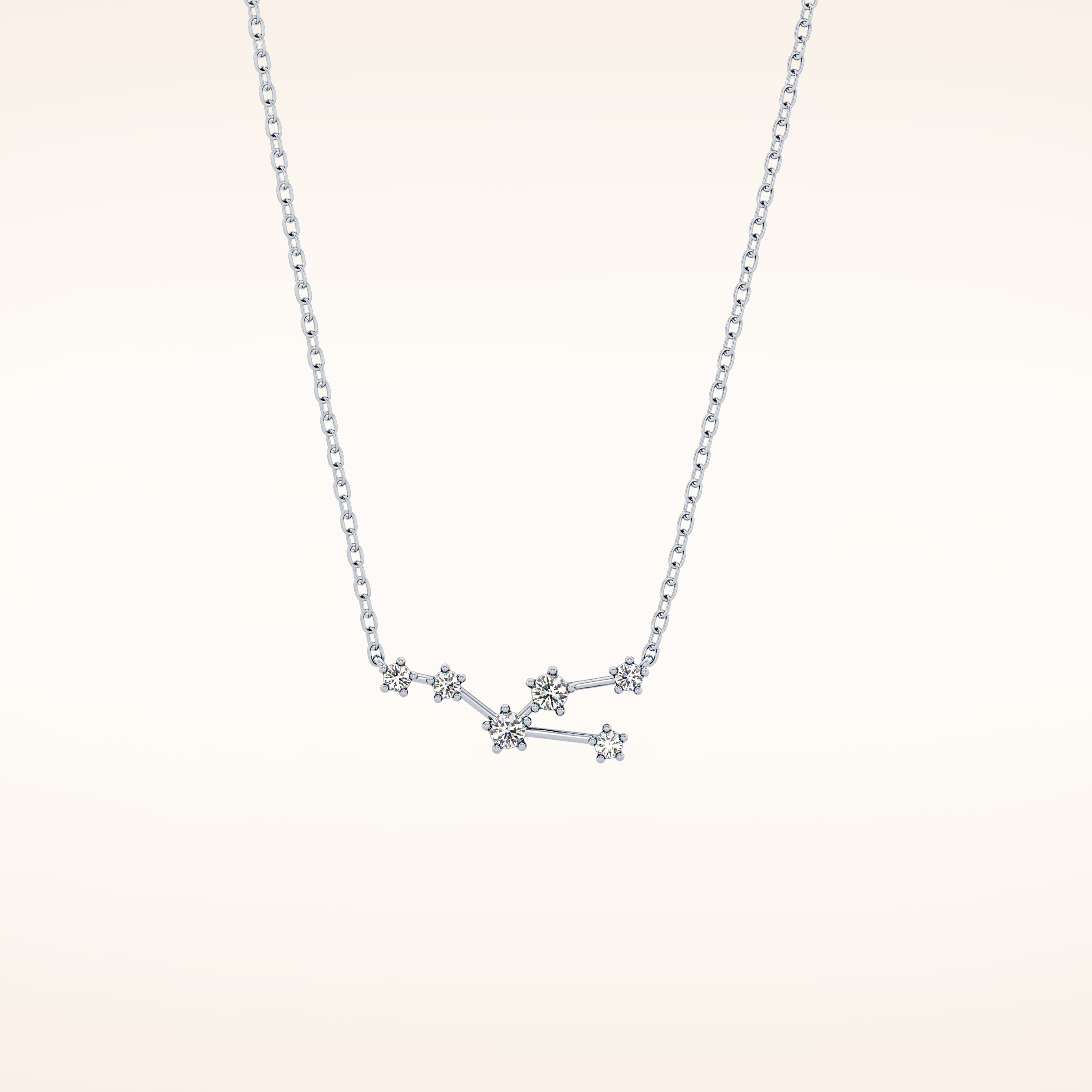 0.062 TCW Round Cut Moissanite Taurus Zodiac Constellation Necklace