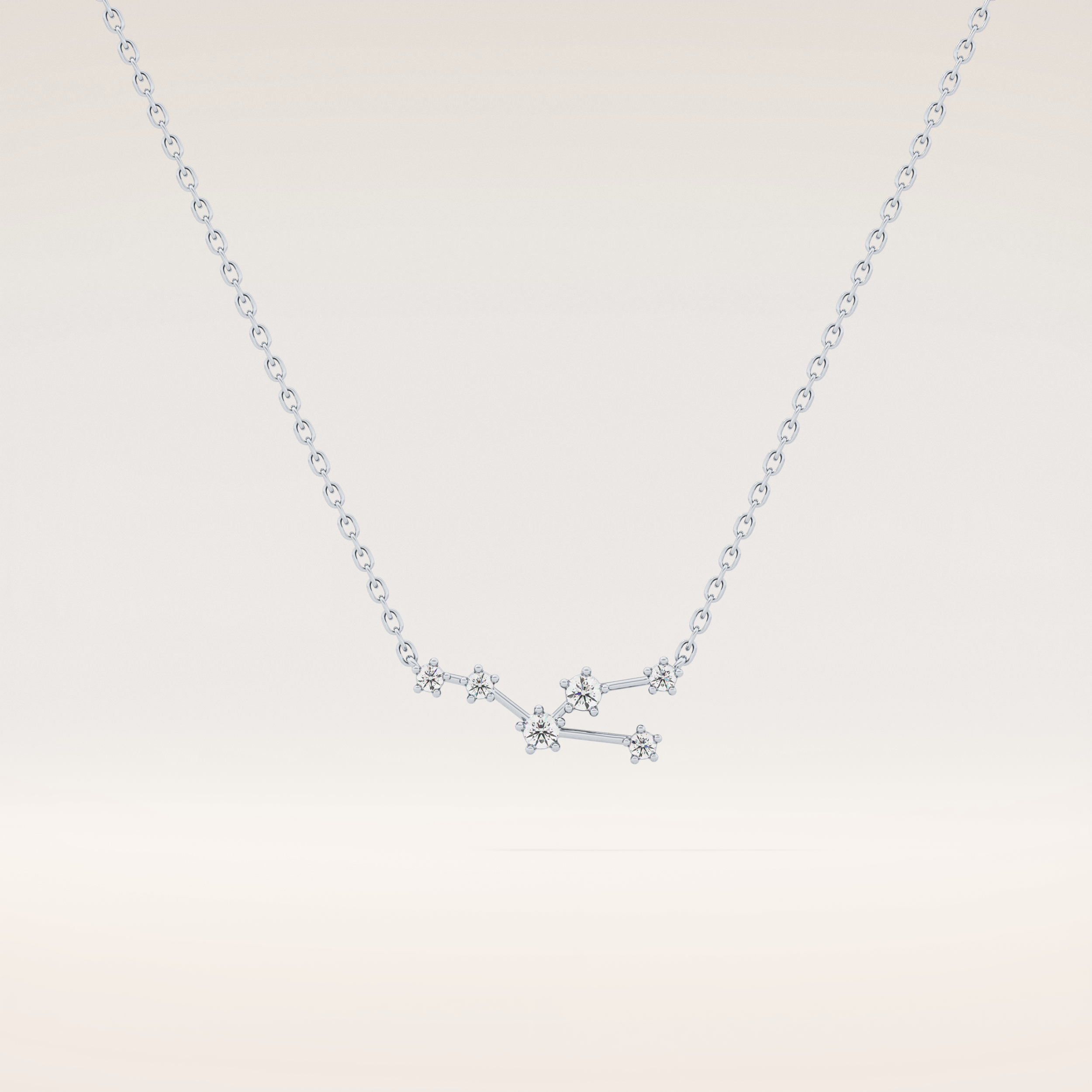 0.062 TCW Round Cut Moissanite Taurus Zodiac Constellation Necklace