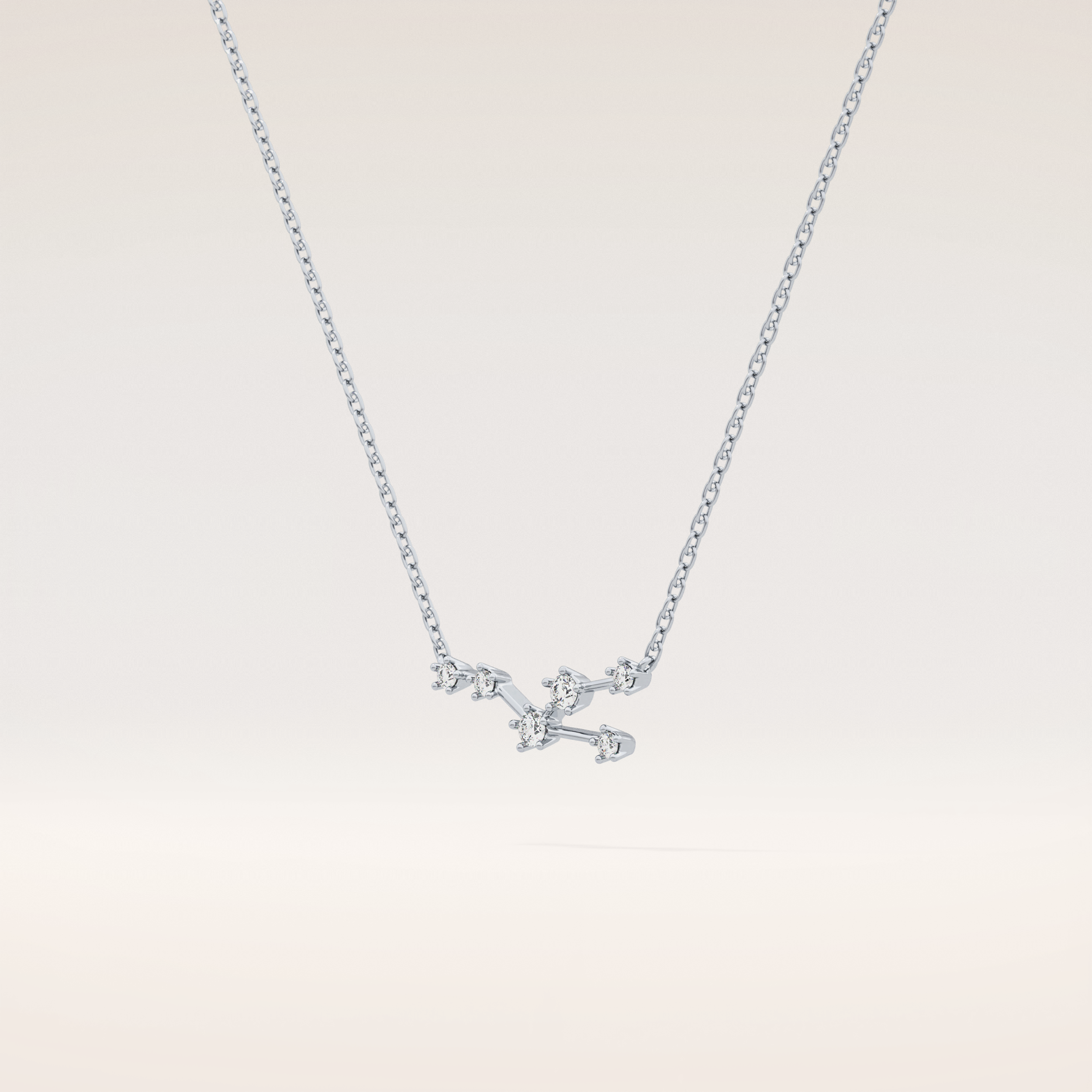 0.062 TCW Round Cut Moissanite Taurus Zodiac Constellation Necklace