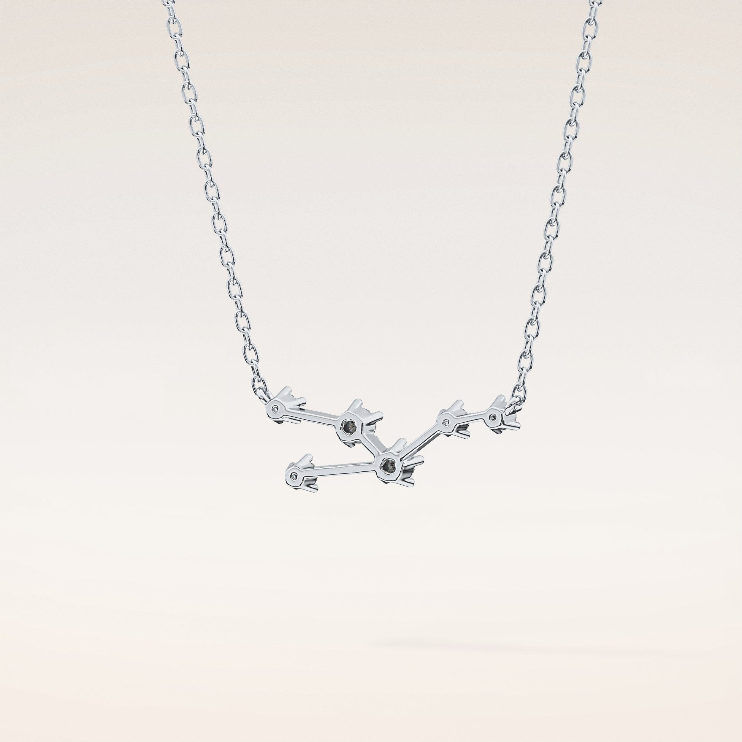 0.062 TCW Round Cut Moissanite Taurus Zodiac Constellation Necklace