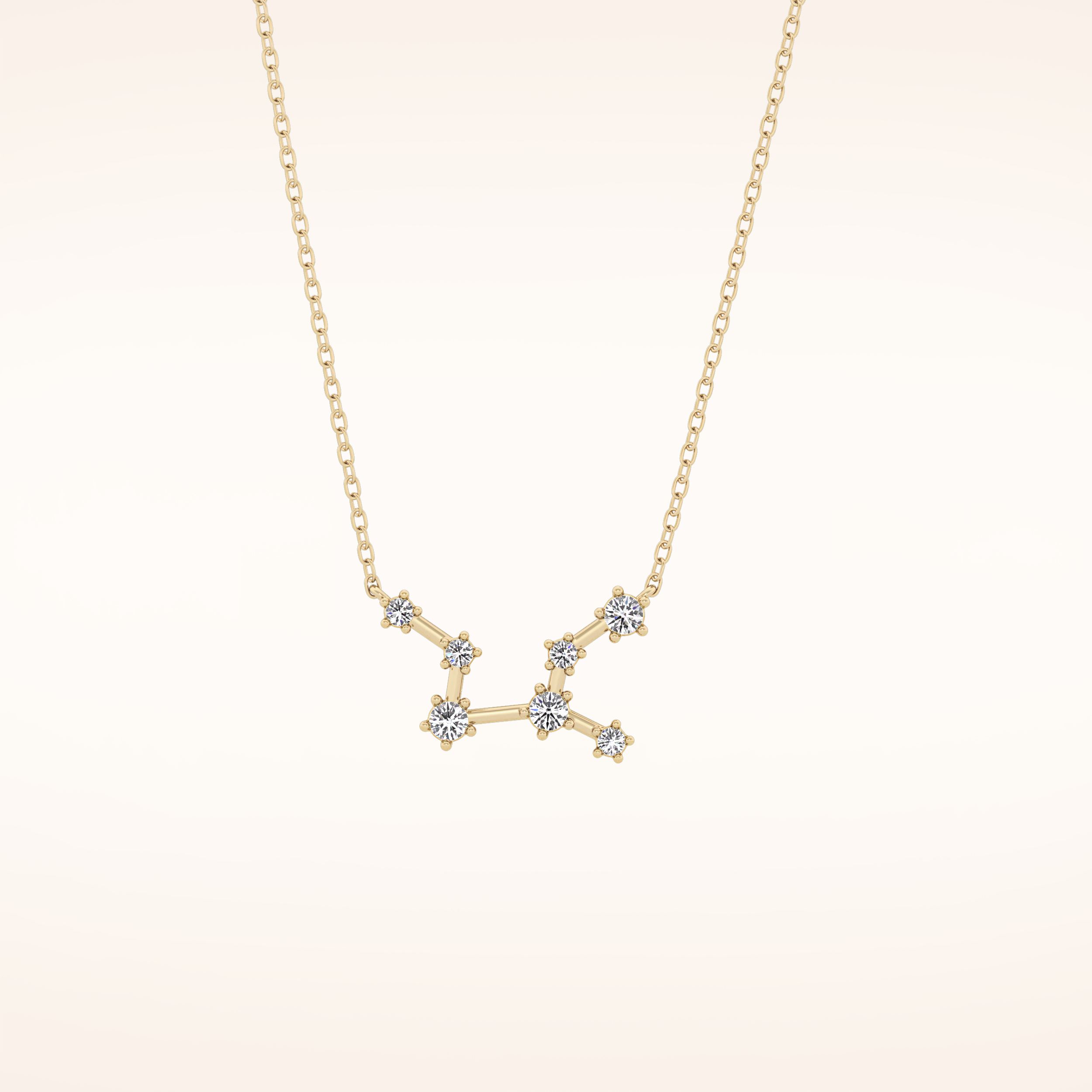0.103 TCW Round Cut Moissanite Virgo Zodiac Constellation Necklace