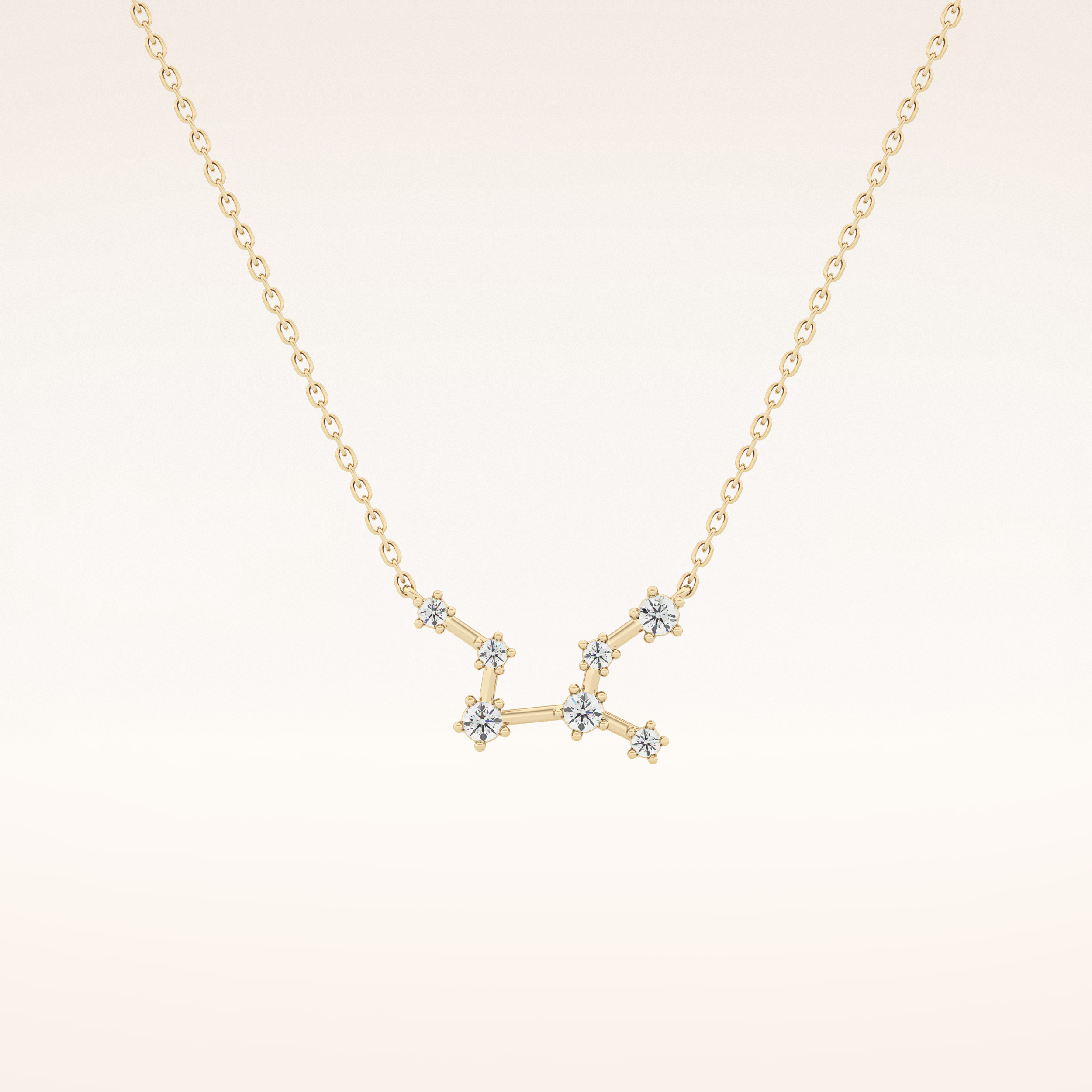 0.103 TCW Round Cut Moissanite Virgo Zodiac Constellation Necklace