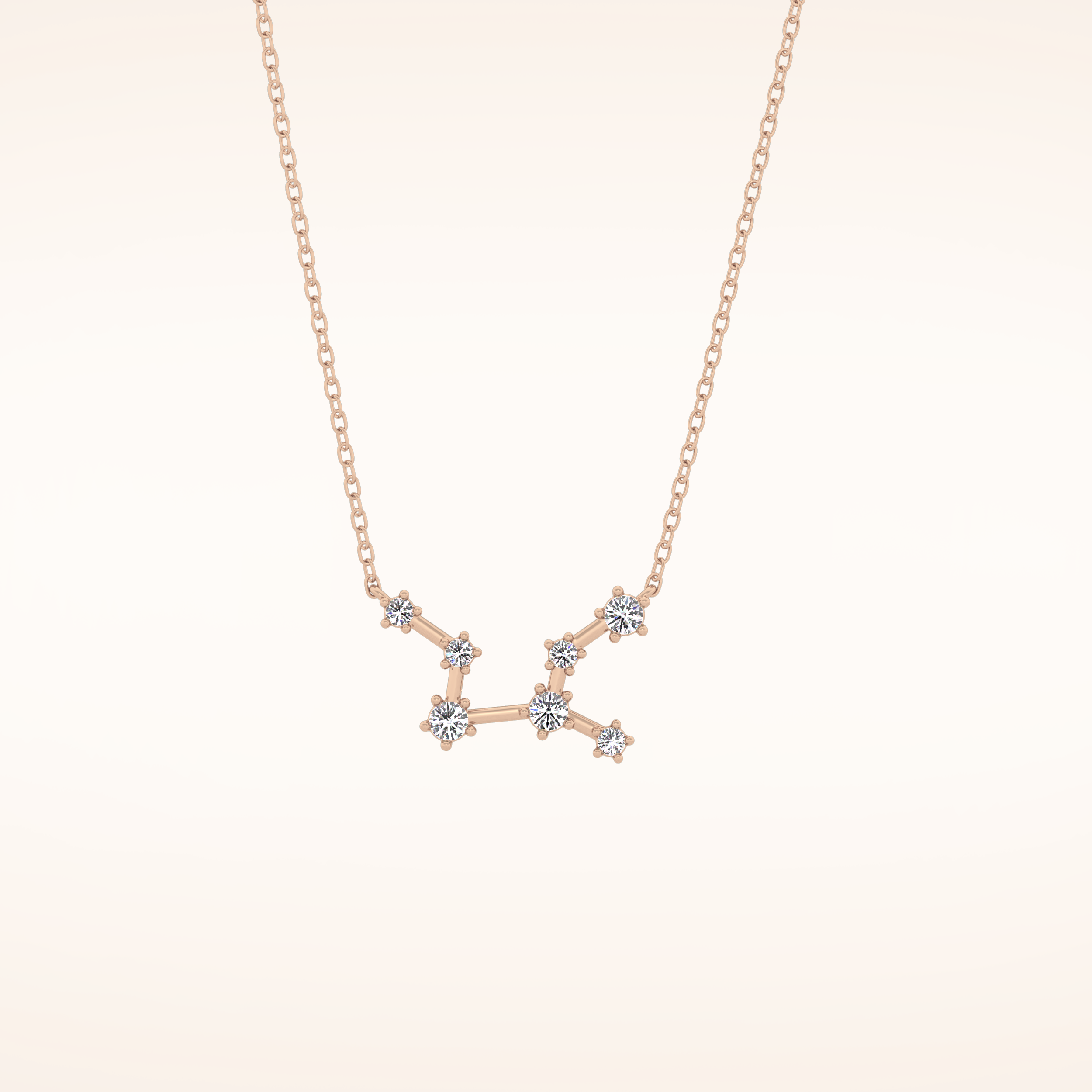 0.103 TCW Round Cut Moissanite Virgo Zodiac Constellation Necklace