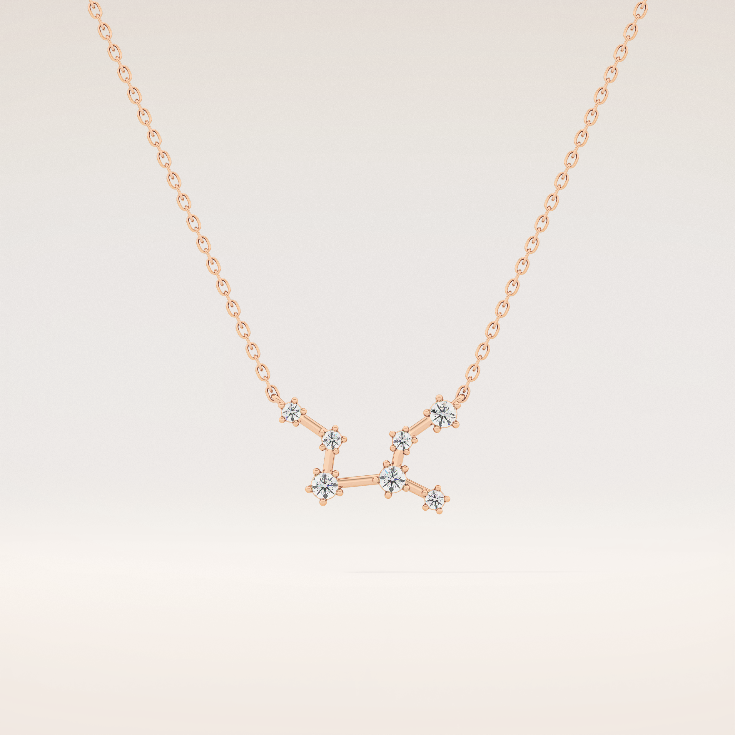 0.103 TCW Round Cut Moissanite Virgo Zodiac Constellation Necklace
