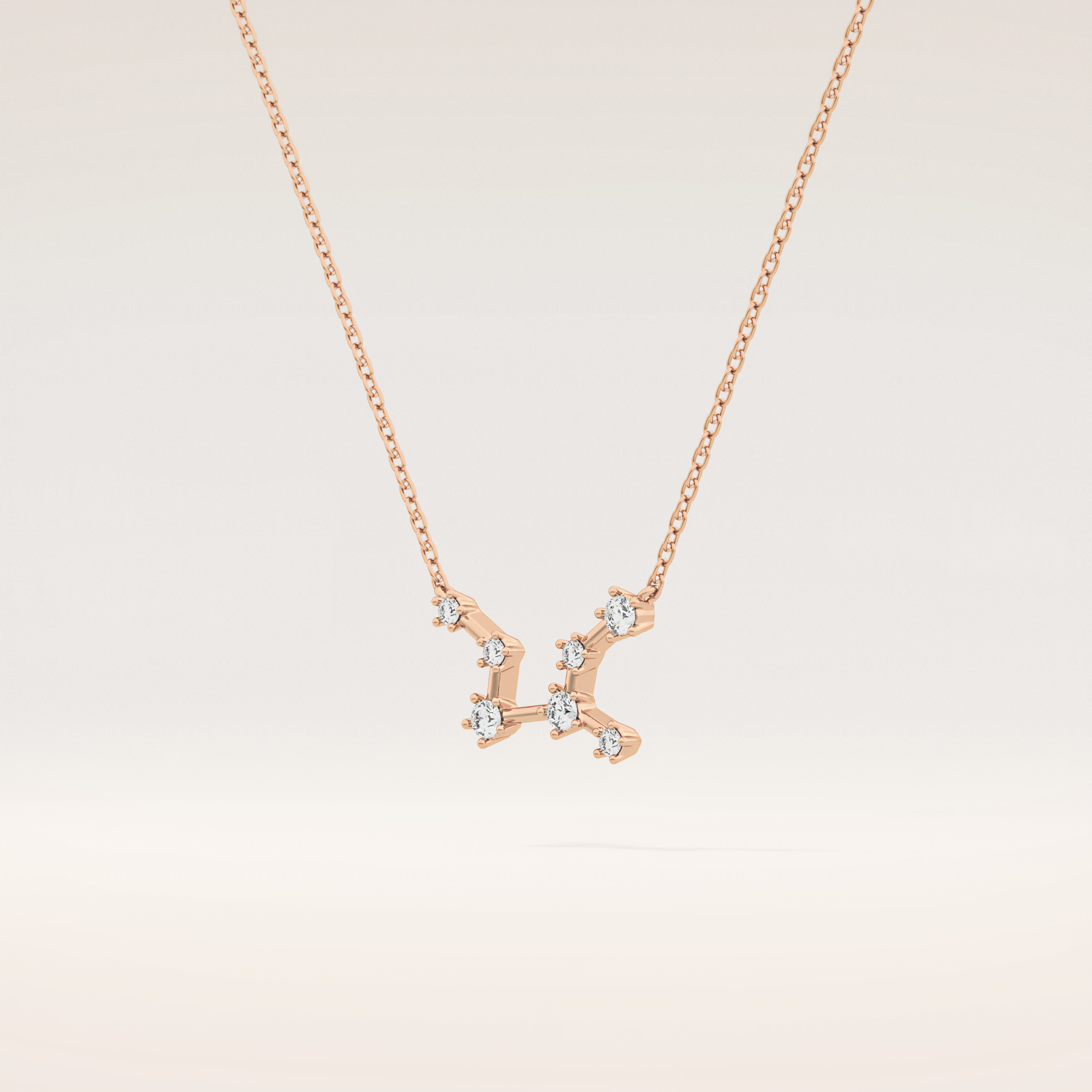 0.103 TCW Round Cut Moissanite Virgo Zodiac Constellation Necklace