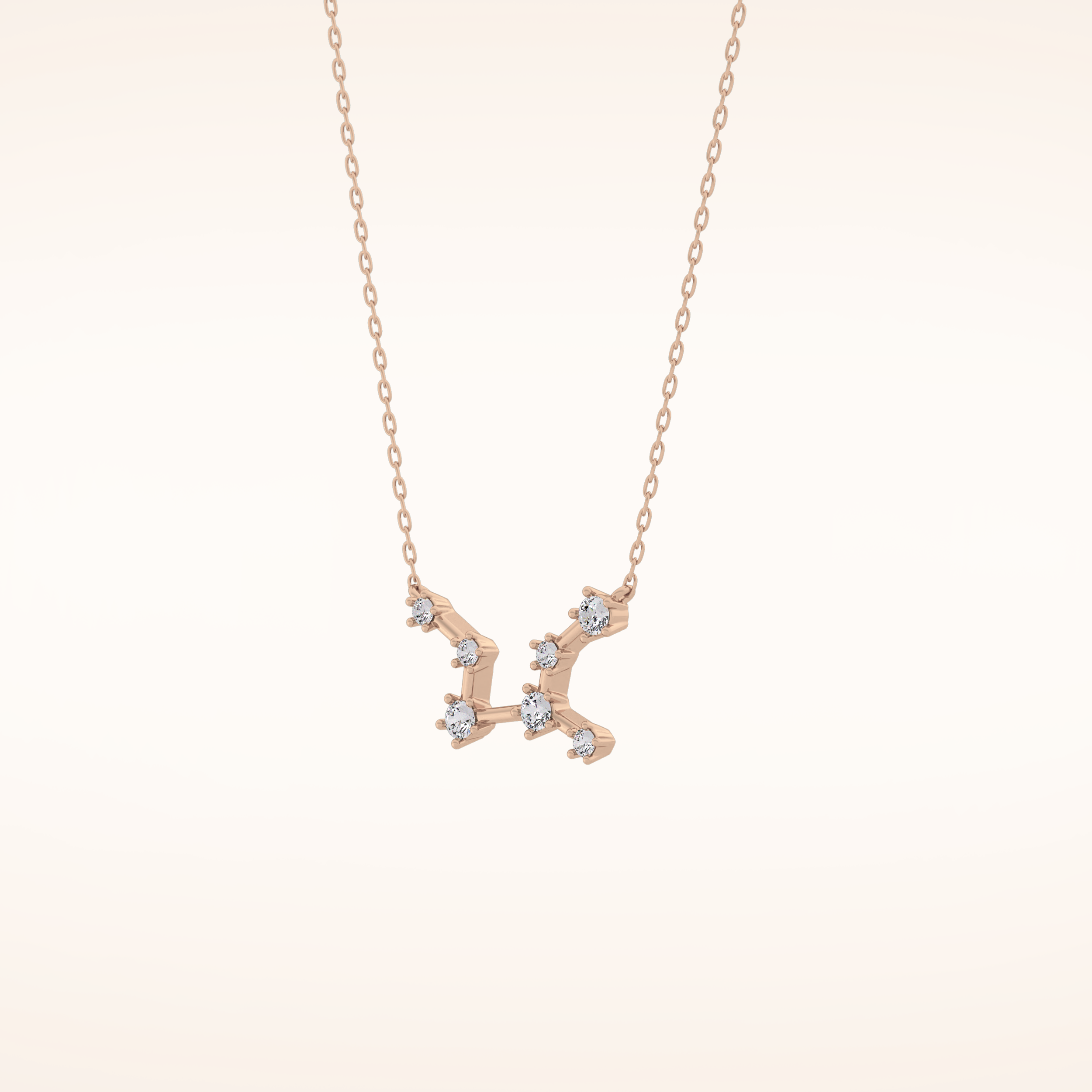 0.103 TCW Round Cut Moissanite Virgo Zodiac Constellation Necklace