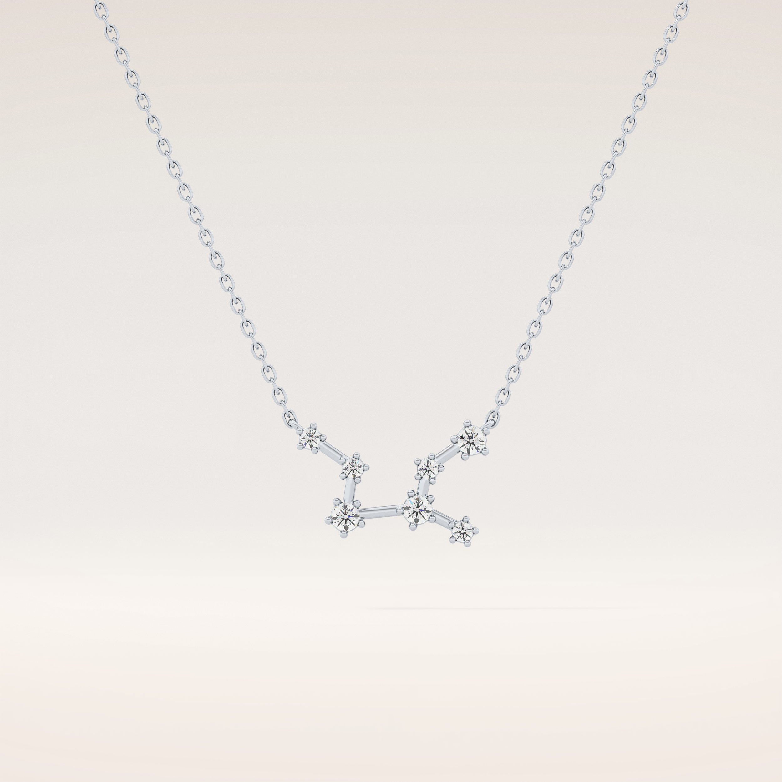 0.103 TCW Round Cut Moissanite Virgo Zodiac Constellation Necklace