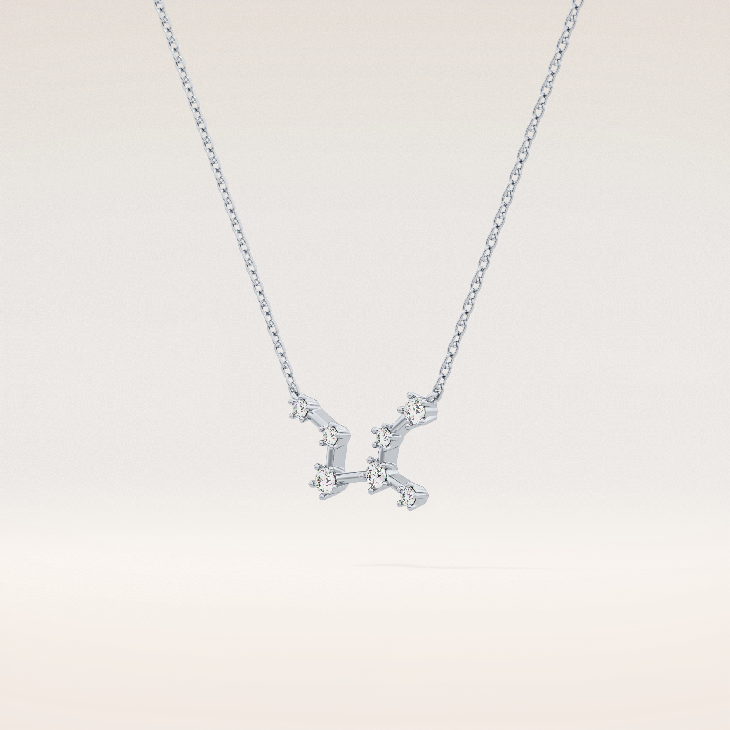 0.103 TCW Round Cut Moissanite Virgo Zodiac Constellation Necklace