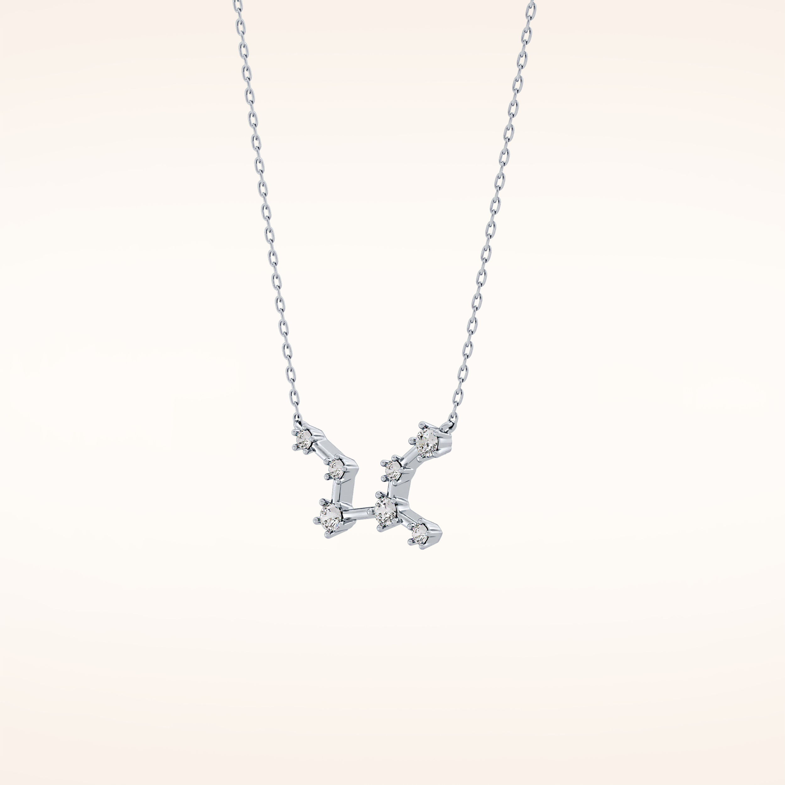 0.103 TCW Round Cut Moissanite Virgo Zodiac Constellation Necklace