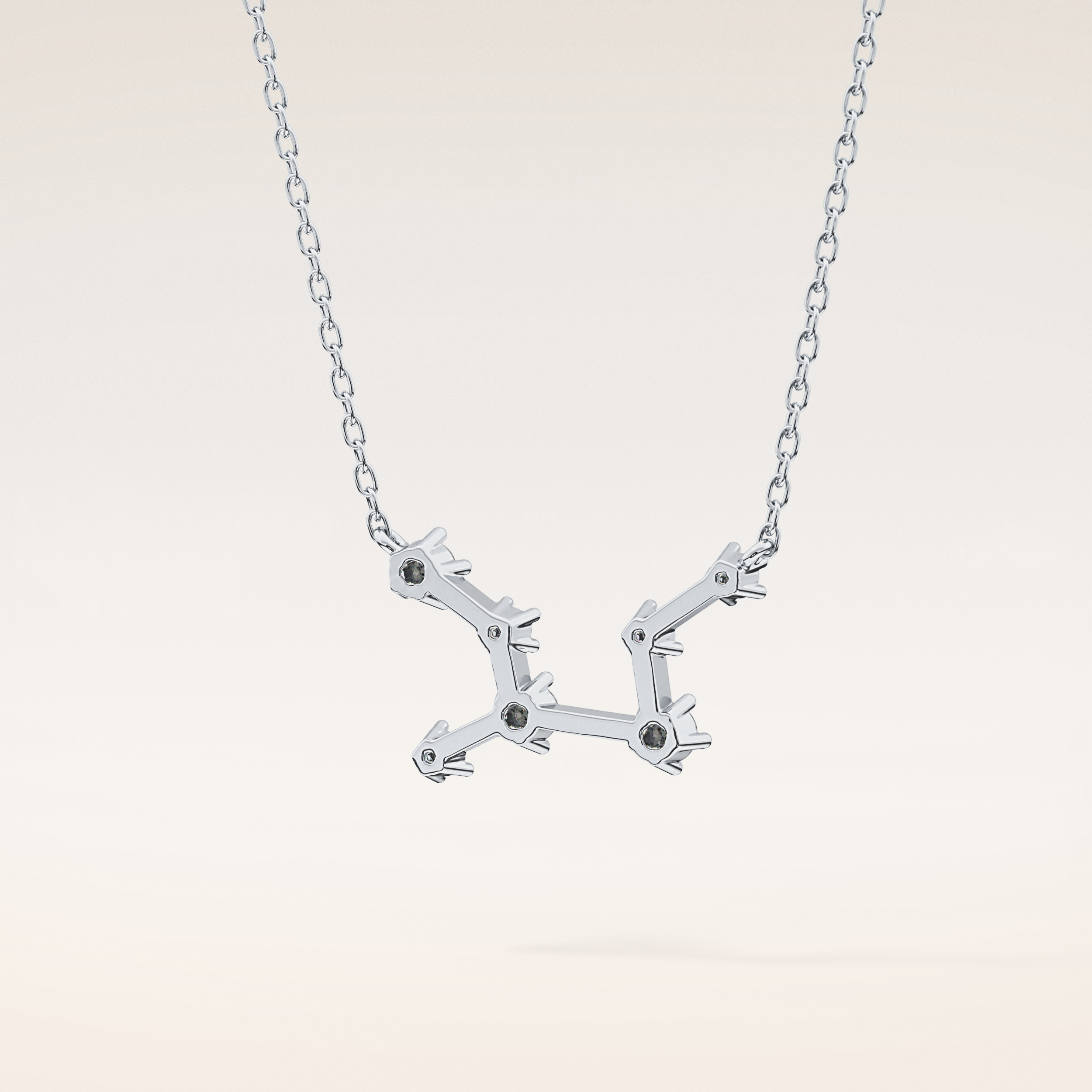 0.103 TCW Round Cut Moissanite Virgo Zodiac Constellation Necklace