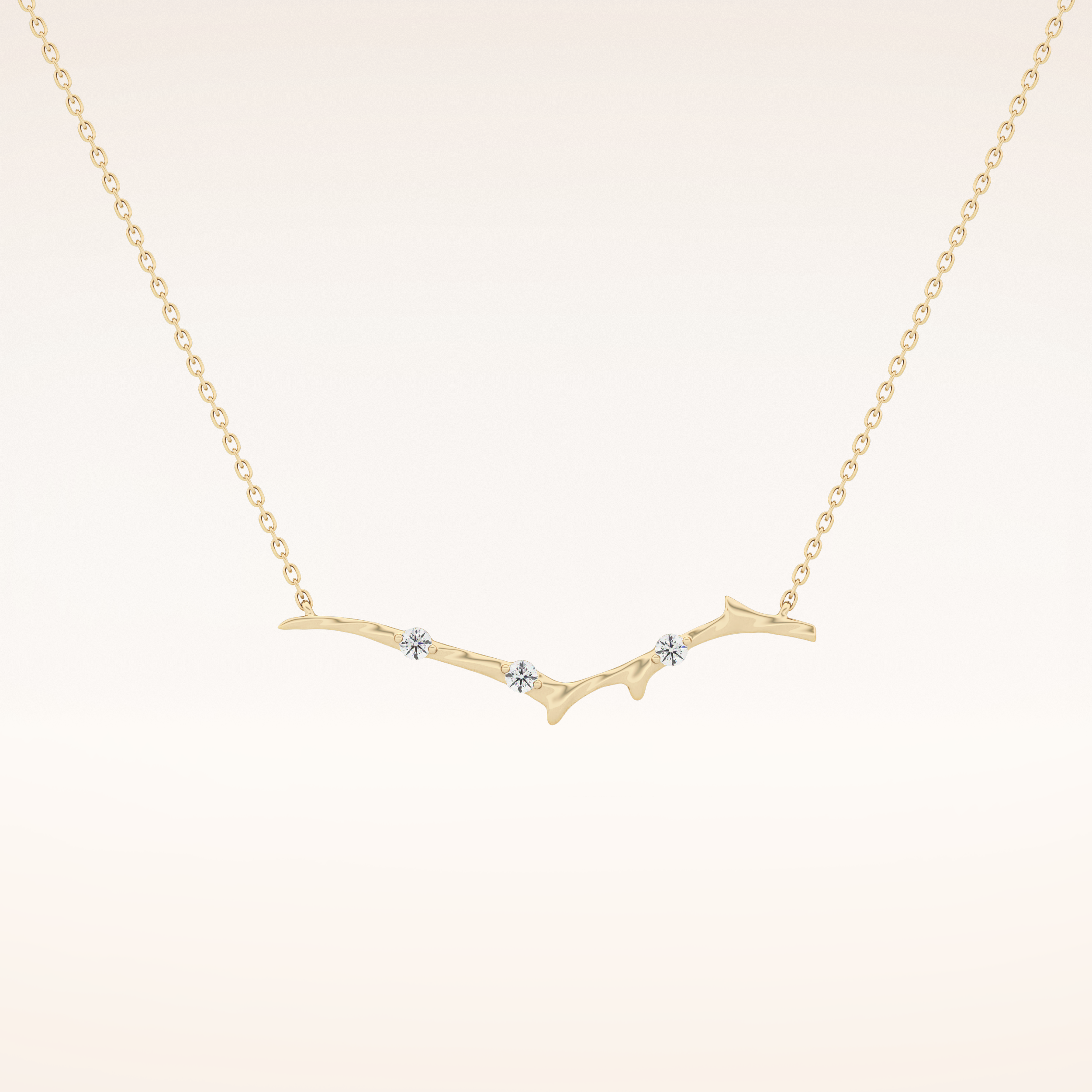 0.07 TCW Round Cut Moissanite Twig Necklace