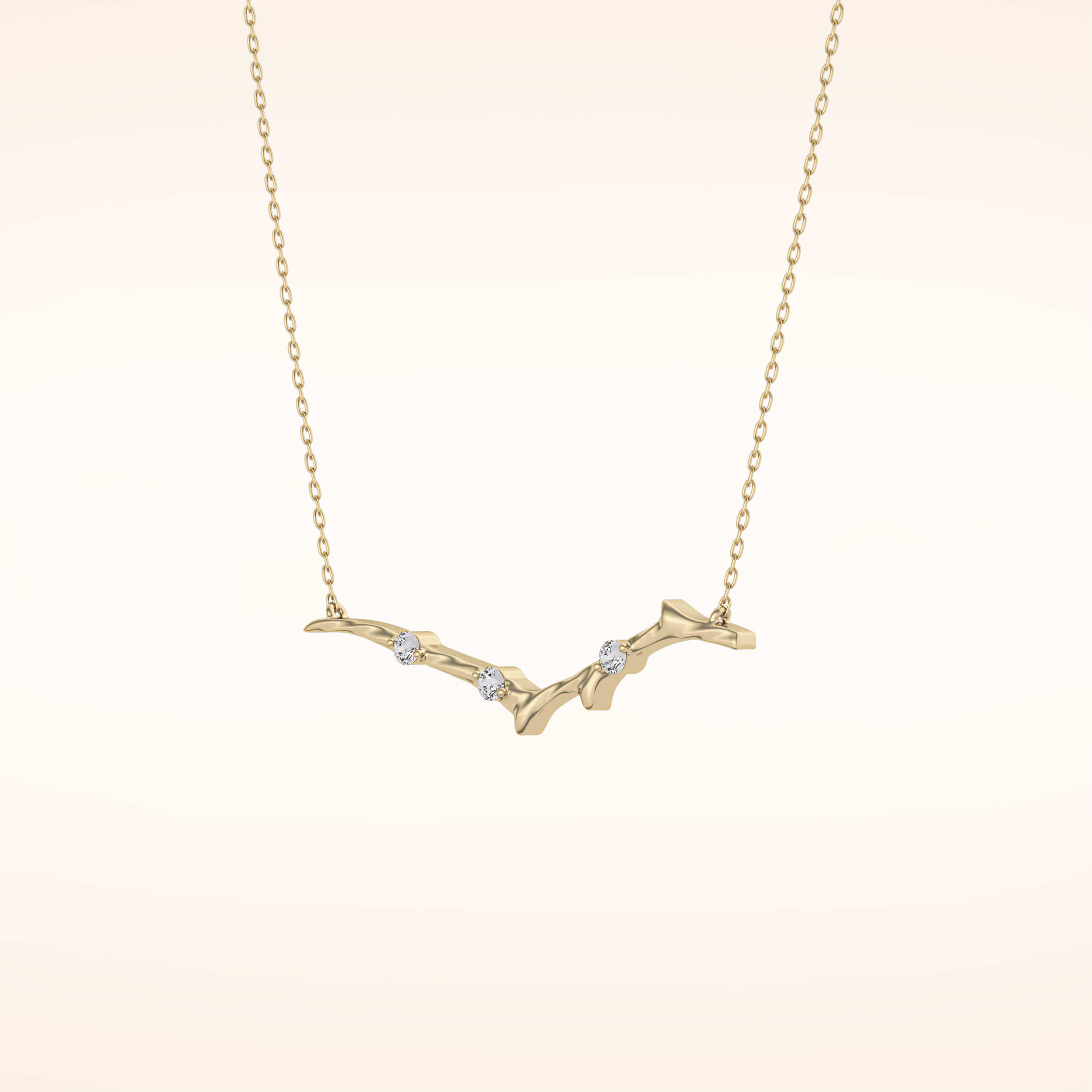 0.07 TCW Round Cut Moissanite Twig Necklace