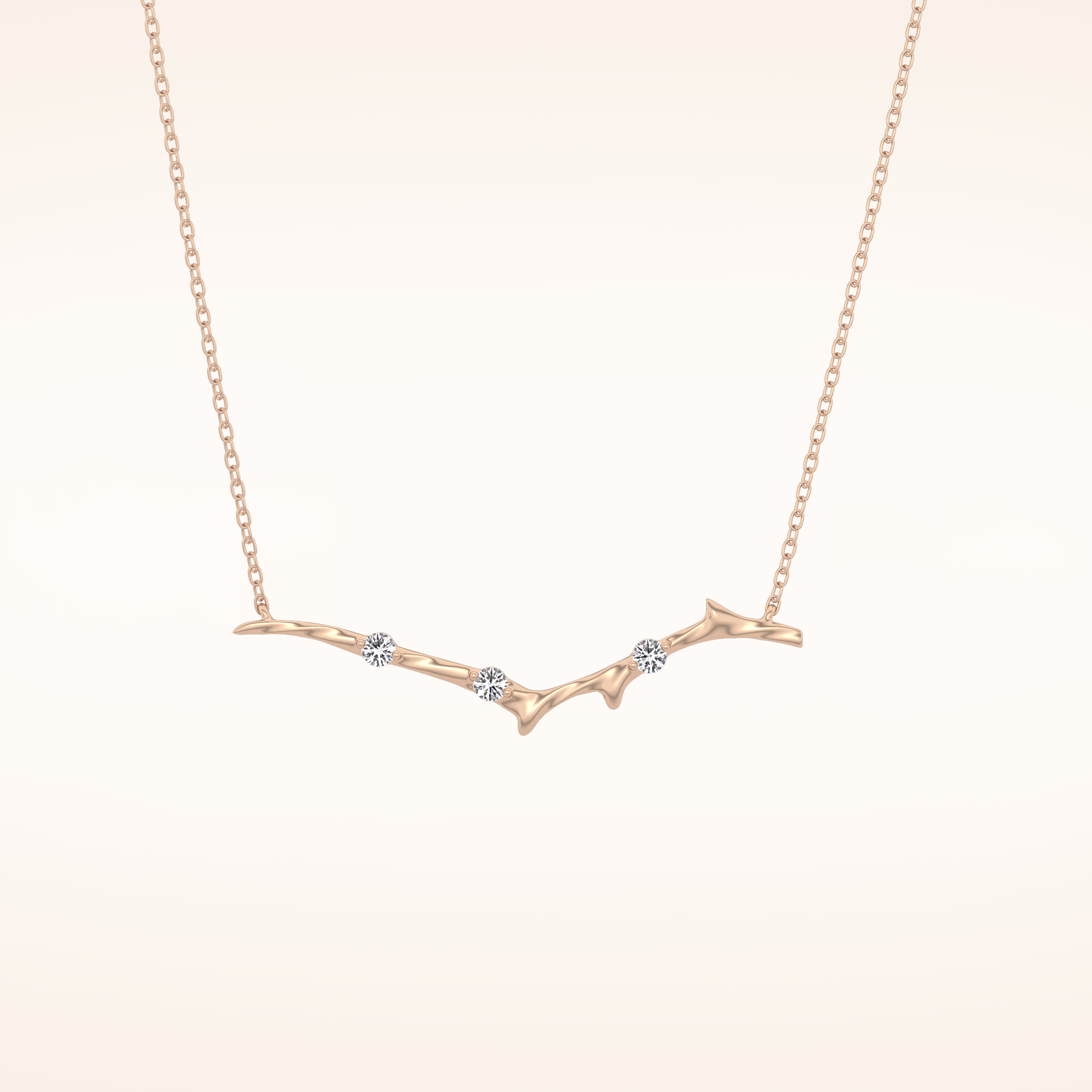 0.07 TCW Round Cut Moissanite Twig Necklace