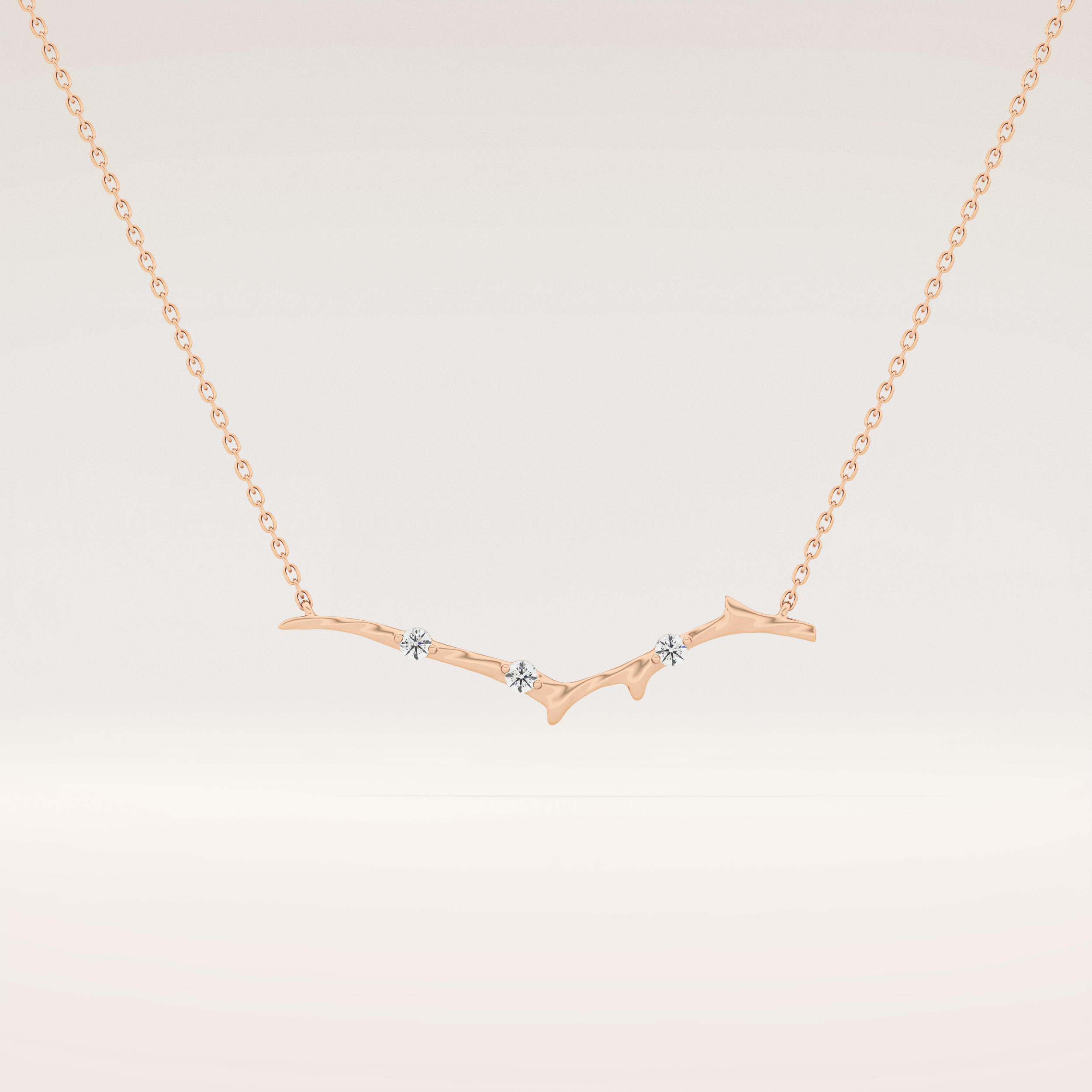 0.07 TCW Round Cut Moissanite Twig Necklace
