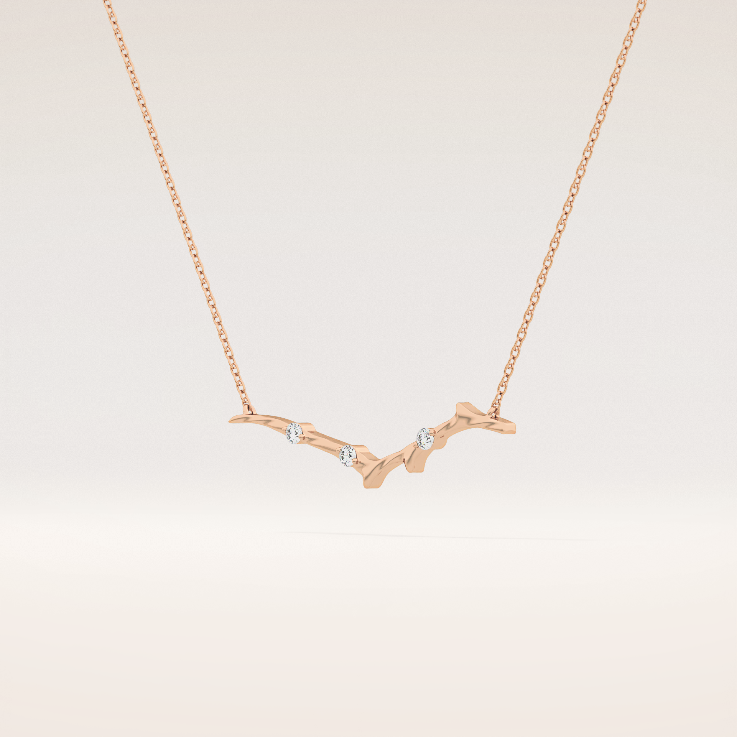 0.07 TCW Round Cut Moissanite Twig Necklace