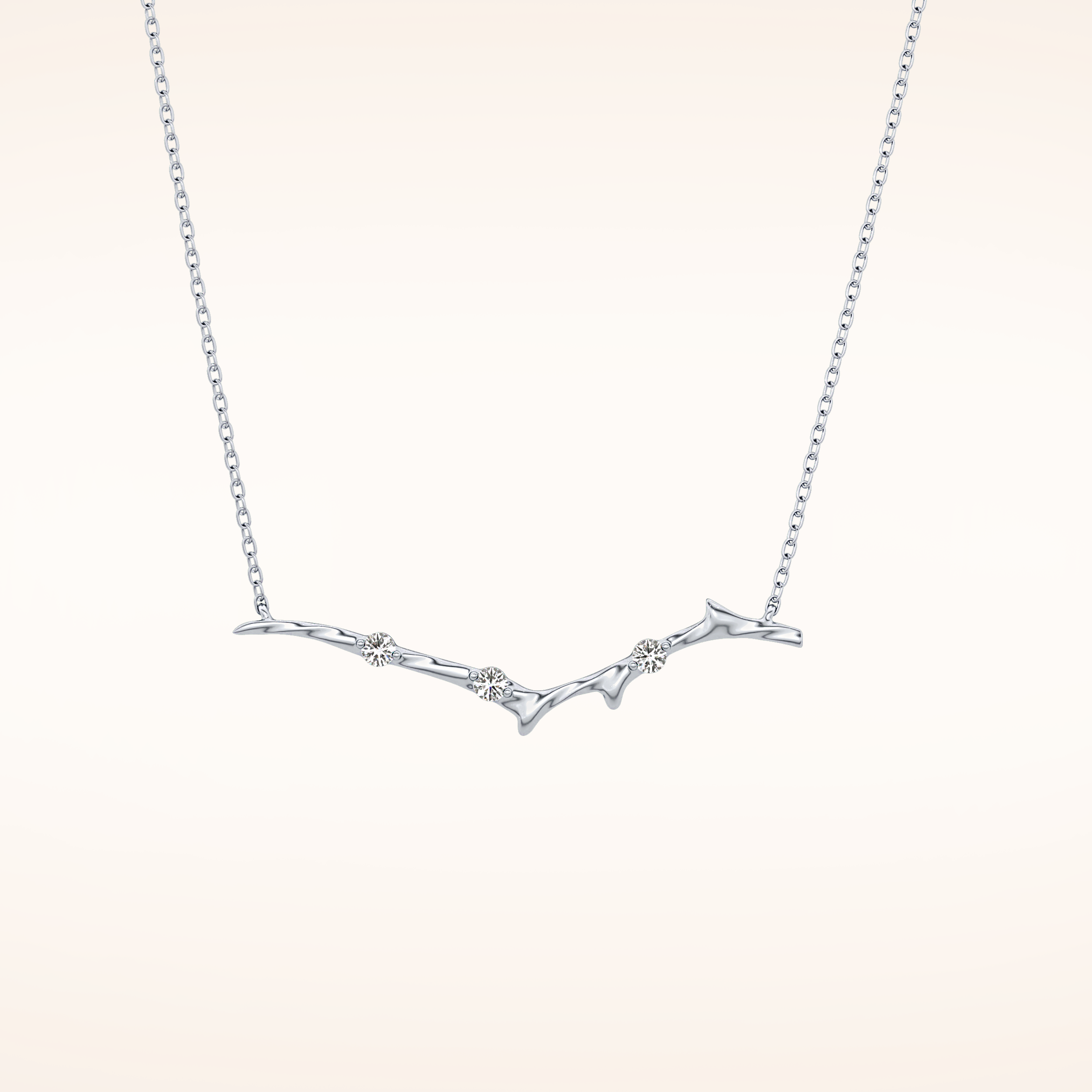 0.07 TCW Round Cut Moissanite Twig Necklace