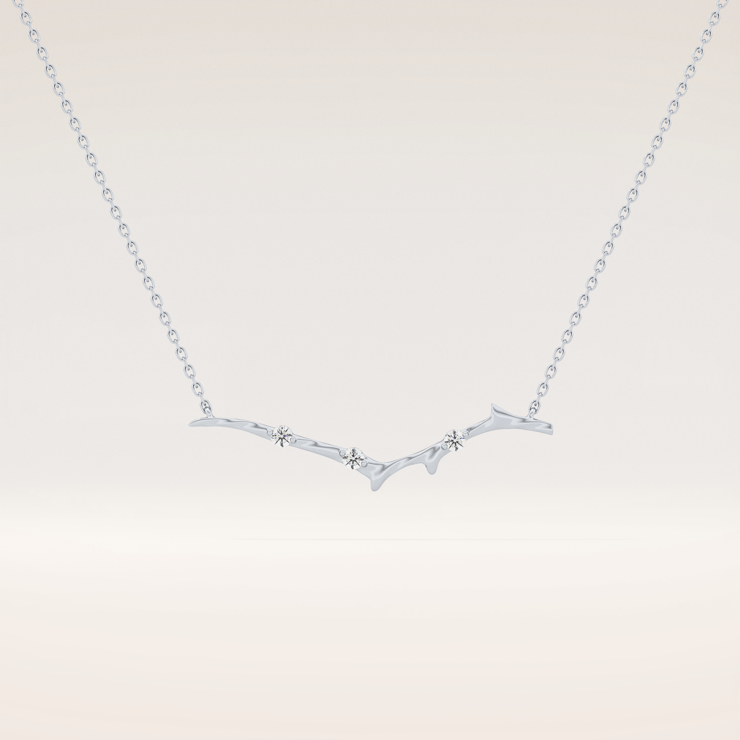 0.07 TCW Round Cut Moissanite Twig Necklace