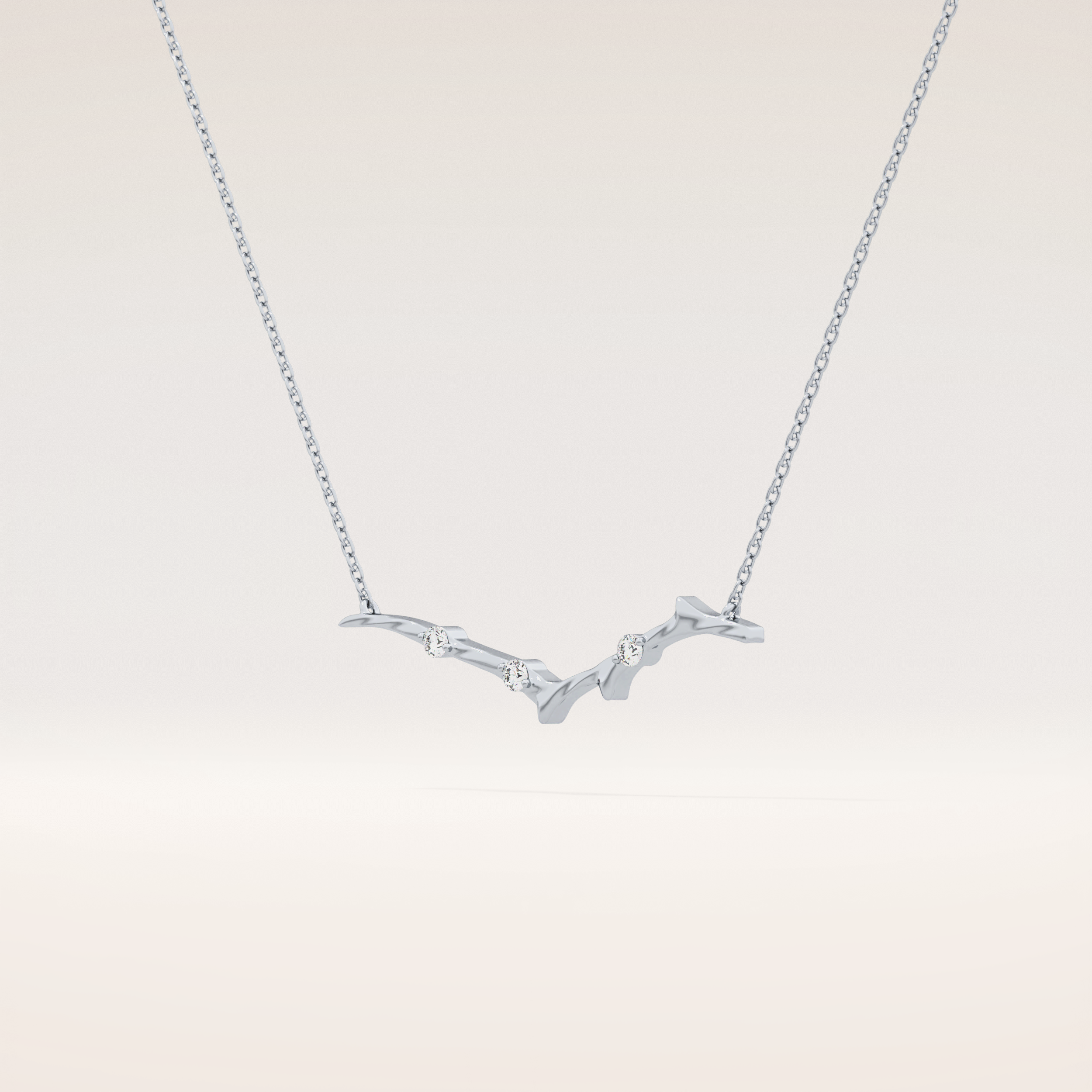0.07 TCW Round Cut Moissanite Twig Necklace