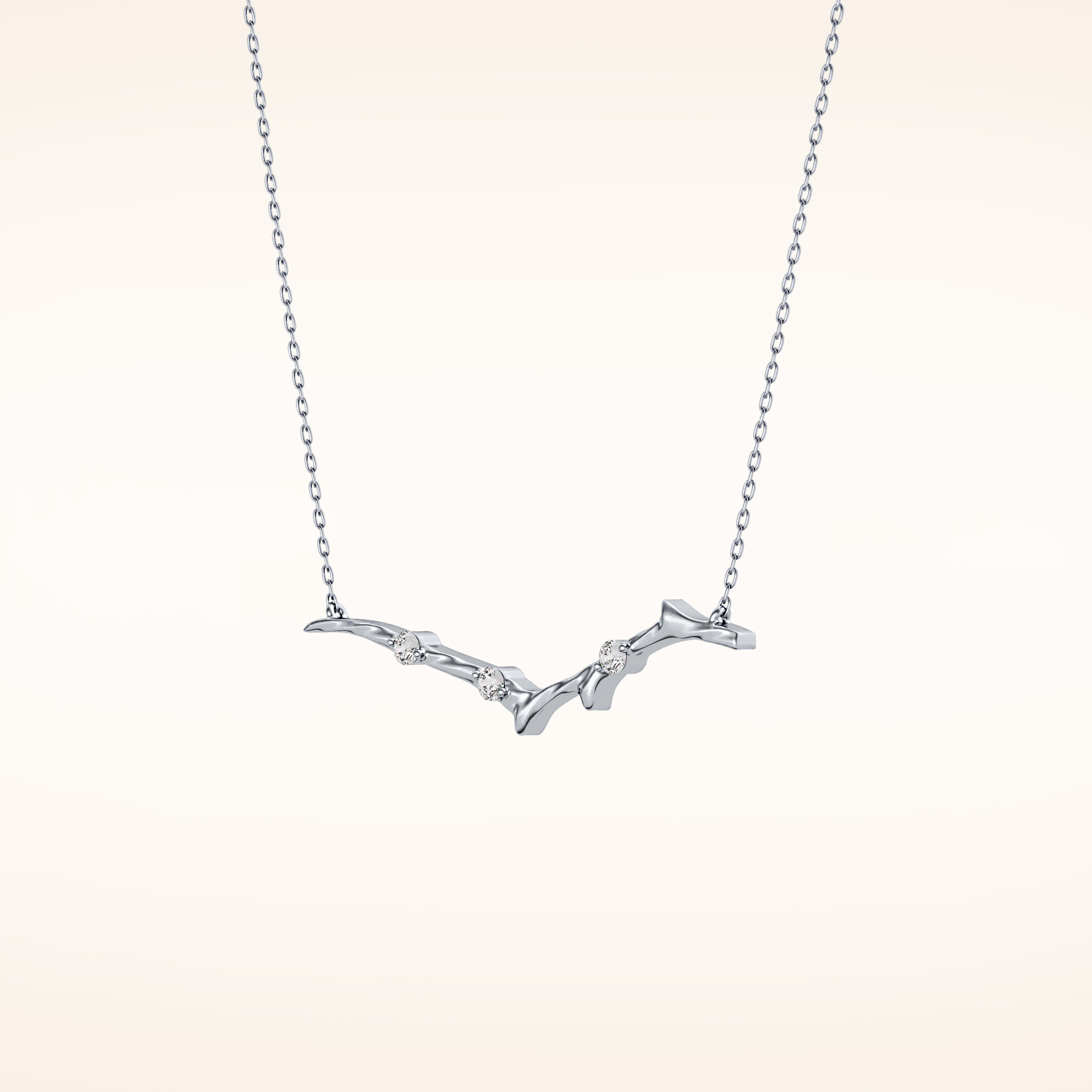 0.07 TCW Round Cut Moissanite Twig Necklace