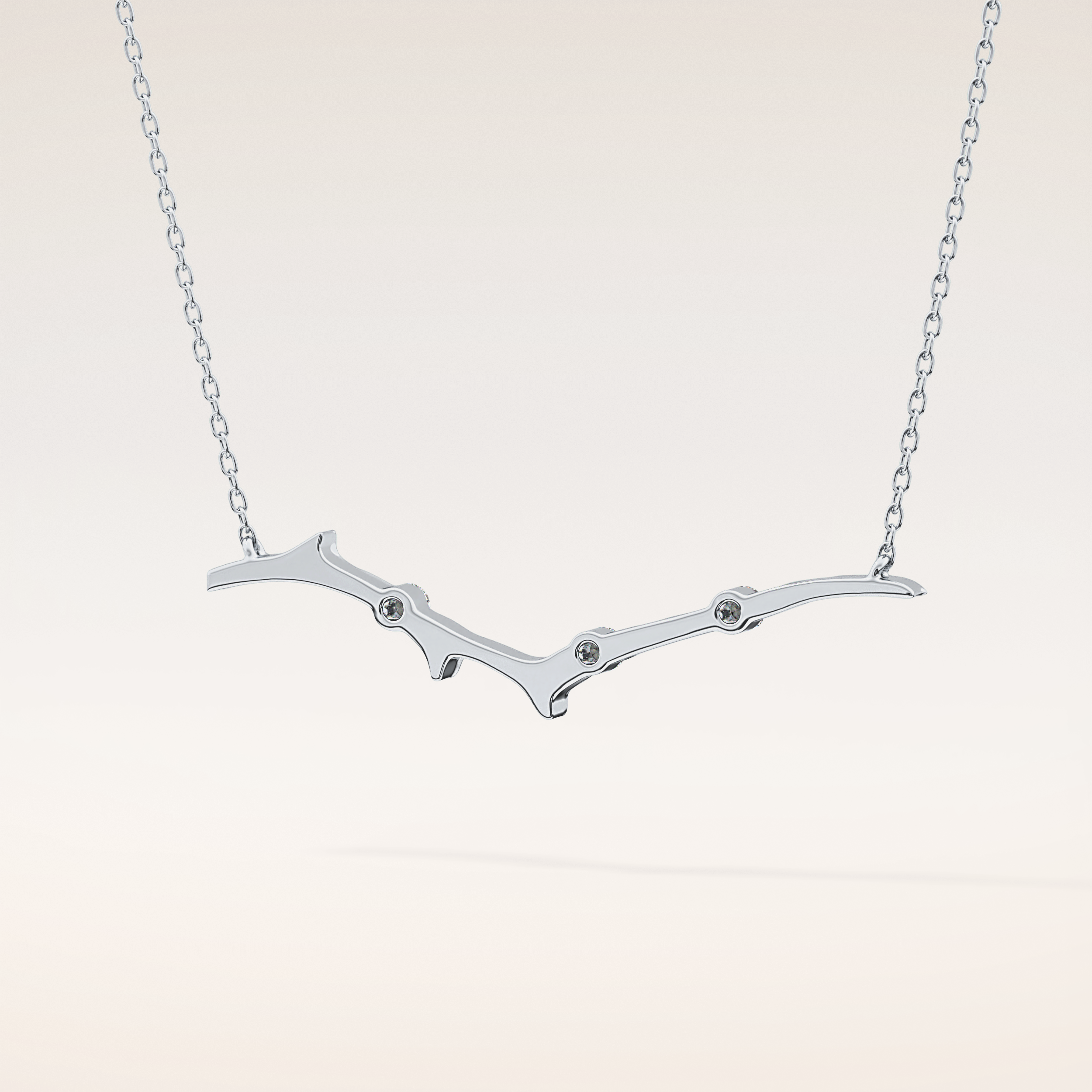 0.07 TCW Round Cut Moissanite Twig Necklace