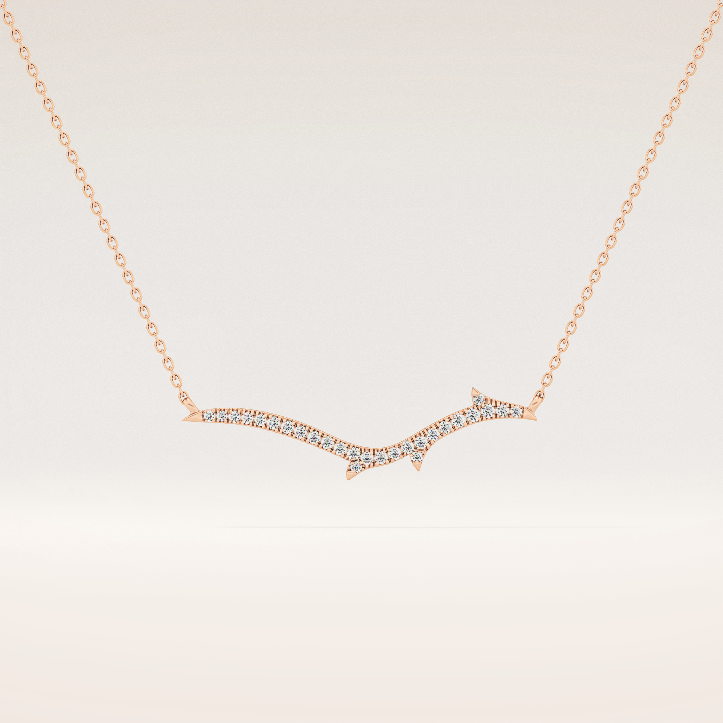 0.123 TCW Round Cut Moissanite Twig Necklace