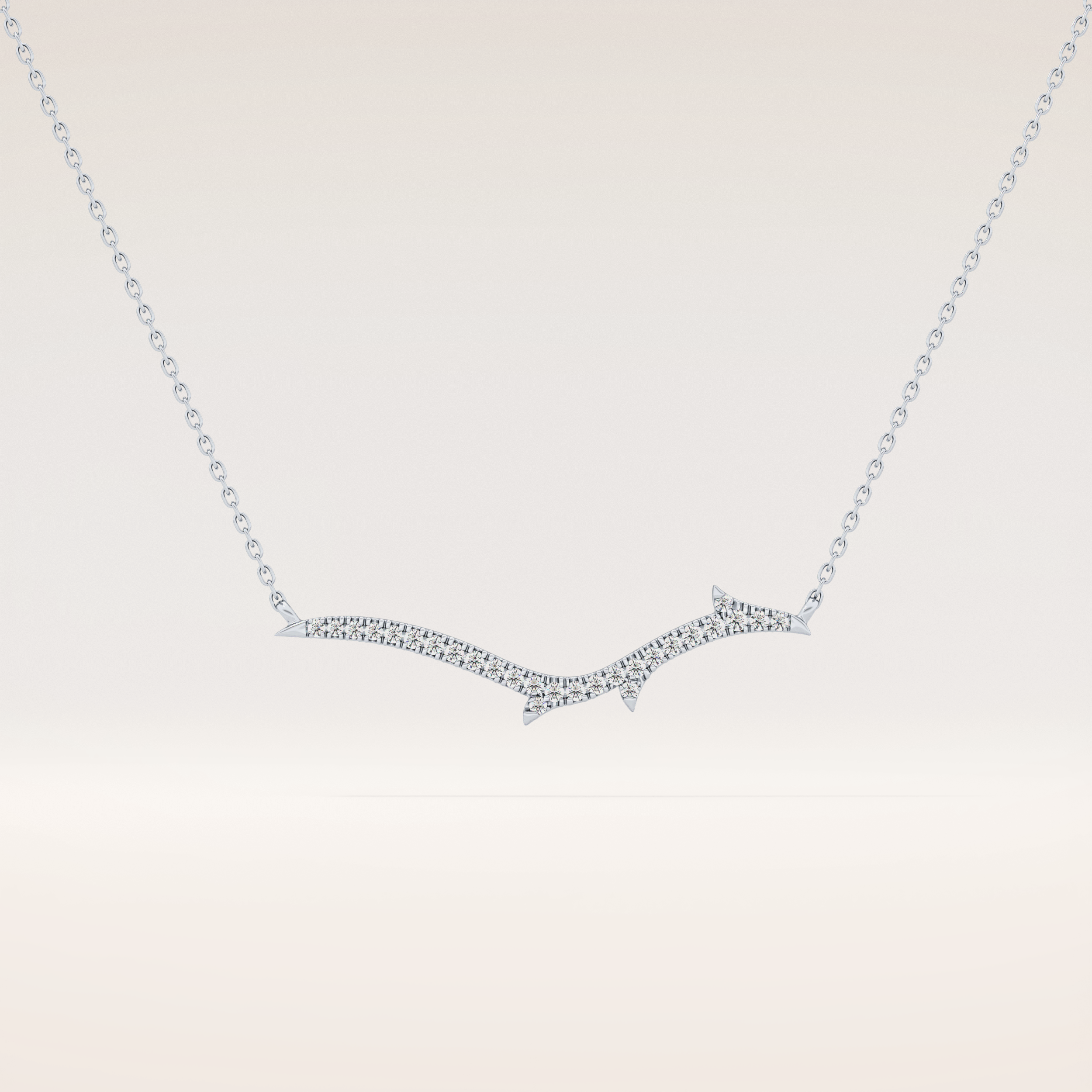 0.123 TCW Round Cut Moissanite Twig Necklace