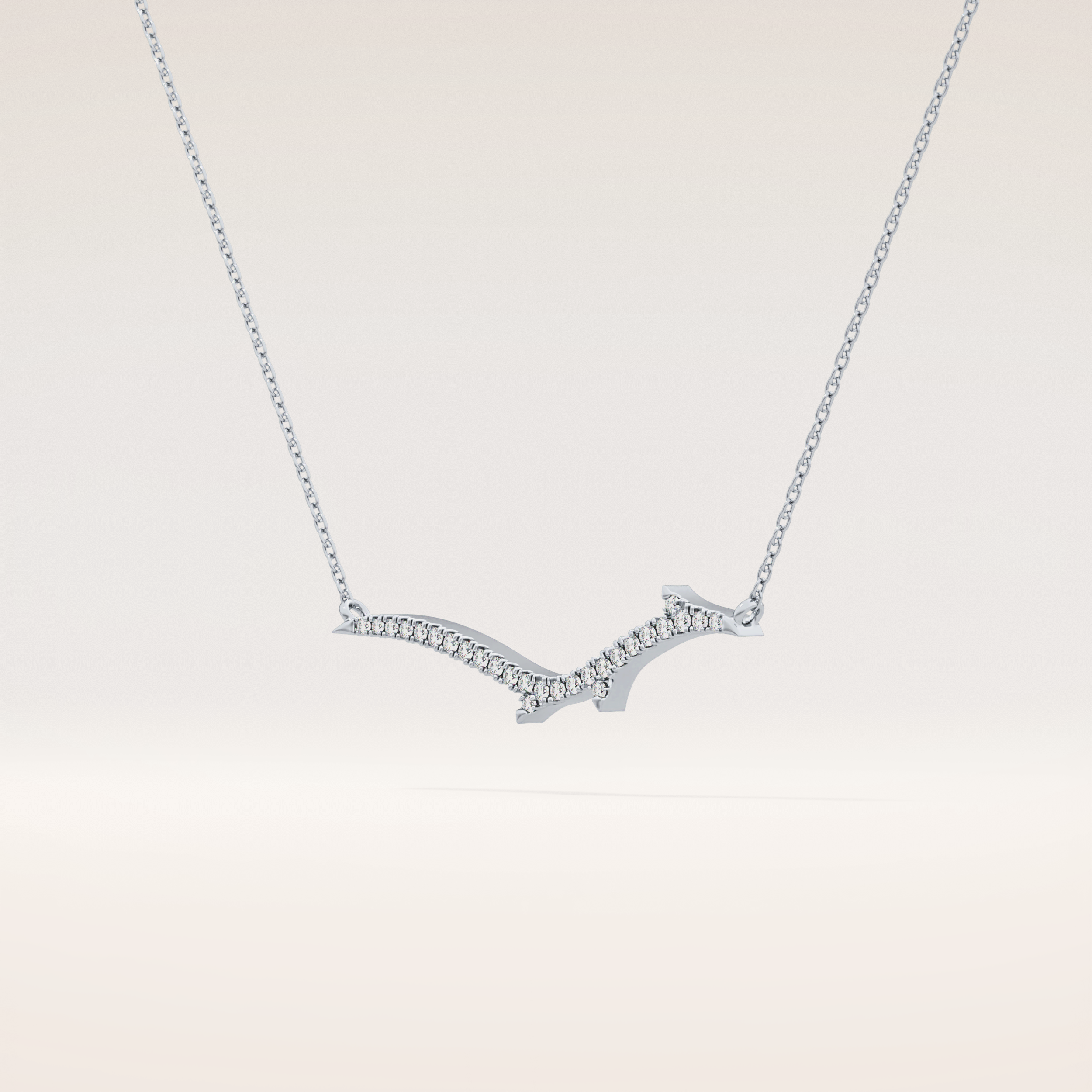 0.123 TCW Round Cut Moissanite Twig Necklace