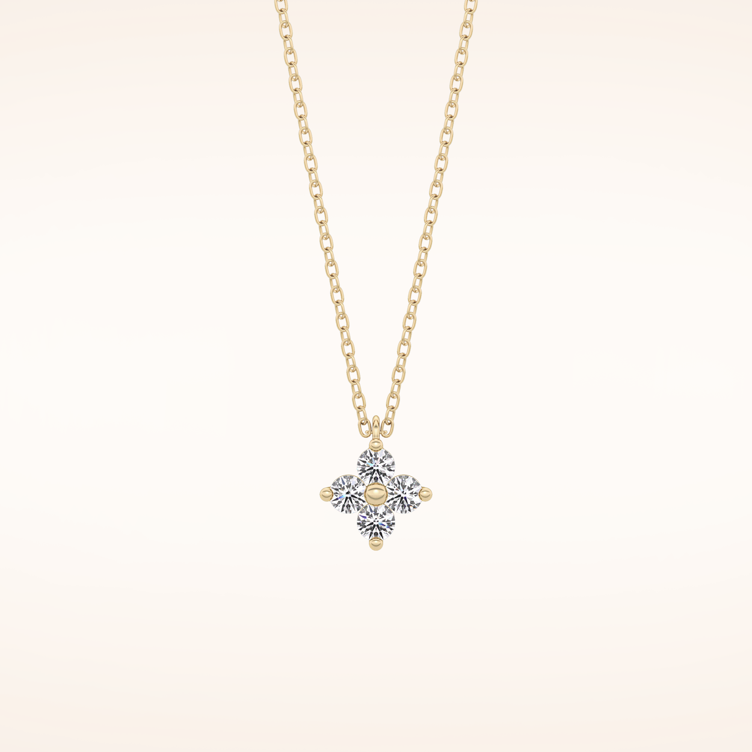 0.16 TCW Round Cut Moissanite Flower Design Necklace