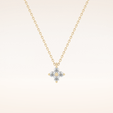 0.16 TCW Round Cut Moissanite Flower Design Necklace