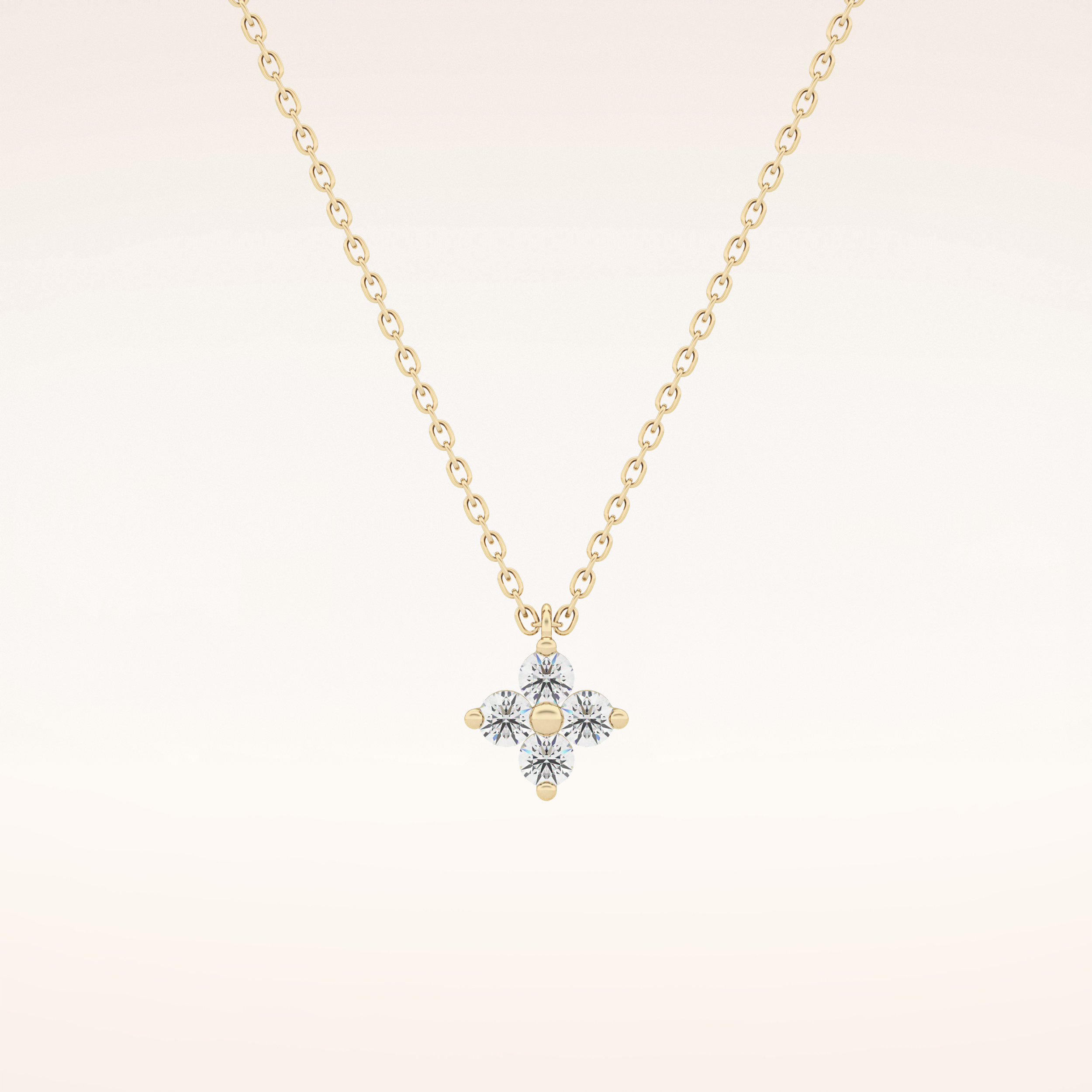 0.16 TCW Round Cut Moissanite Flower Design Necklace