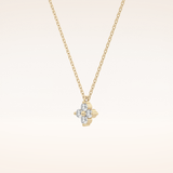 0.16 TCW Round Cut Moissanite Flower Design Necklace
