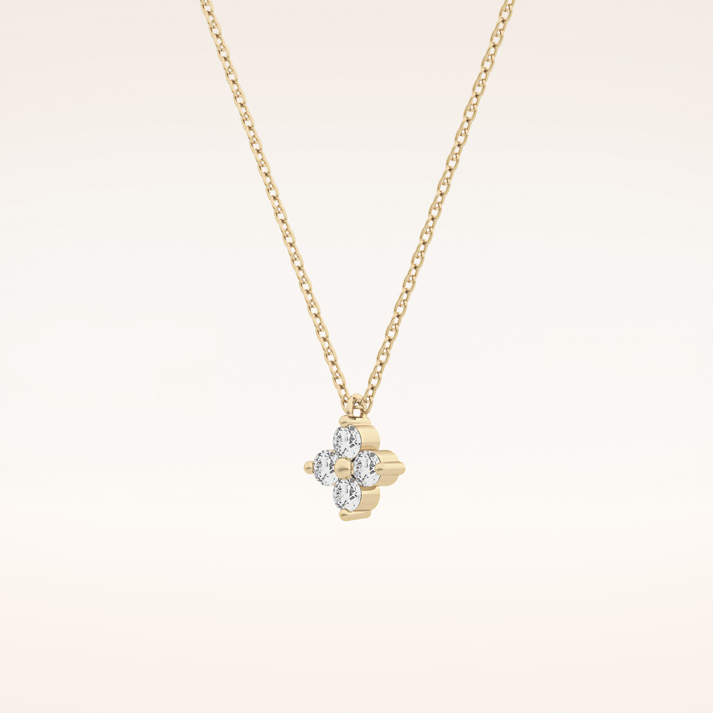 0.16 TCW Round Cut Moissanite Flower Design Necklace