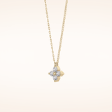 0.16 TCW Round Cut Moissanite Flower Design Necklace