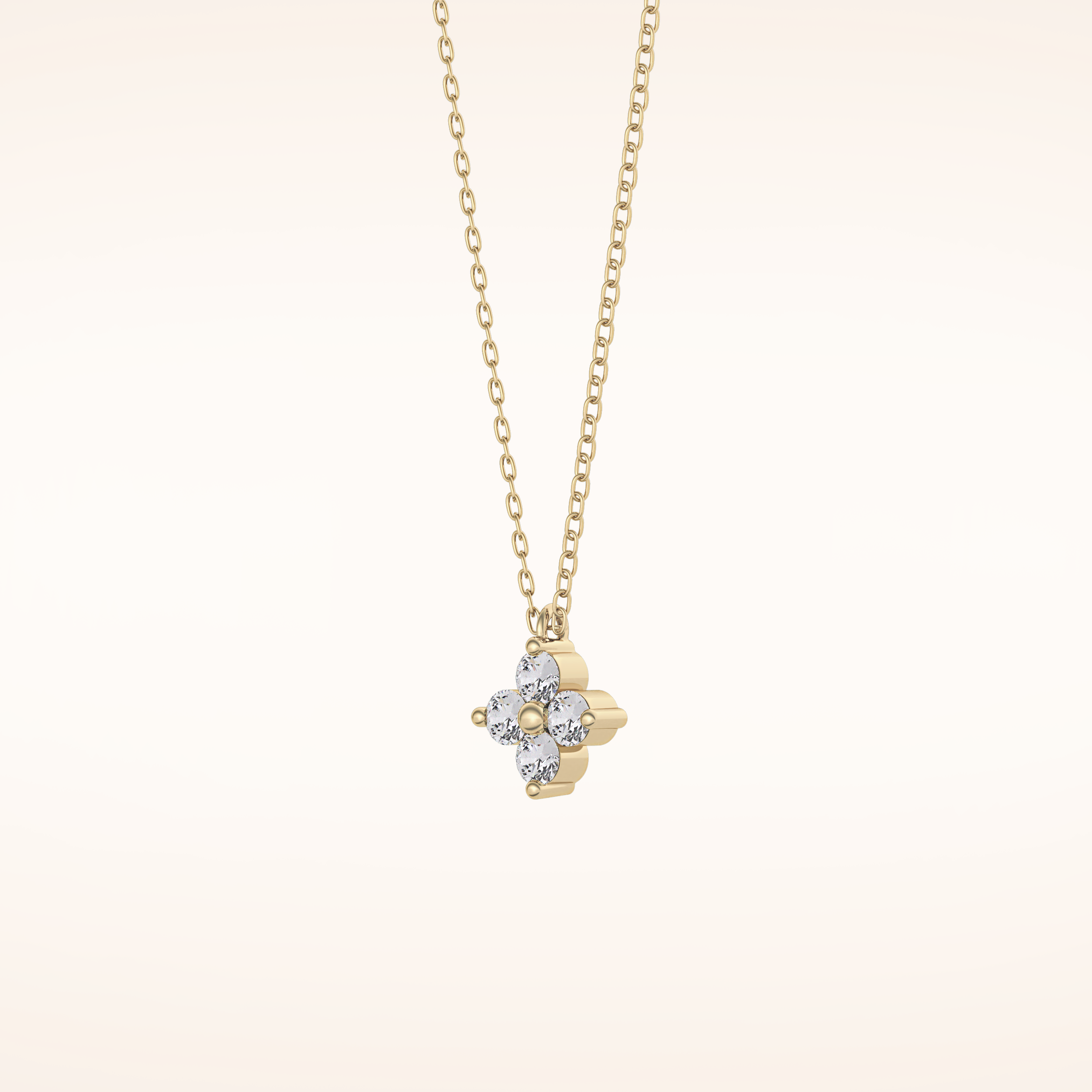 0.16 TCW Round Cut Moissanite Flower Design Necklace