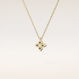 0.16 TCW Round Cut Moissanite Flower Design Necklace