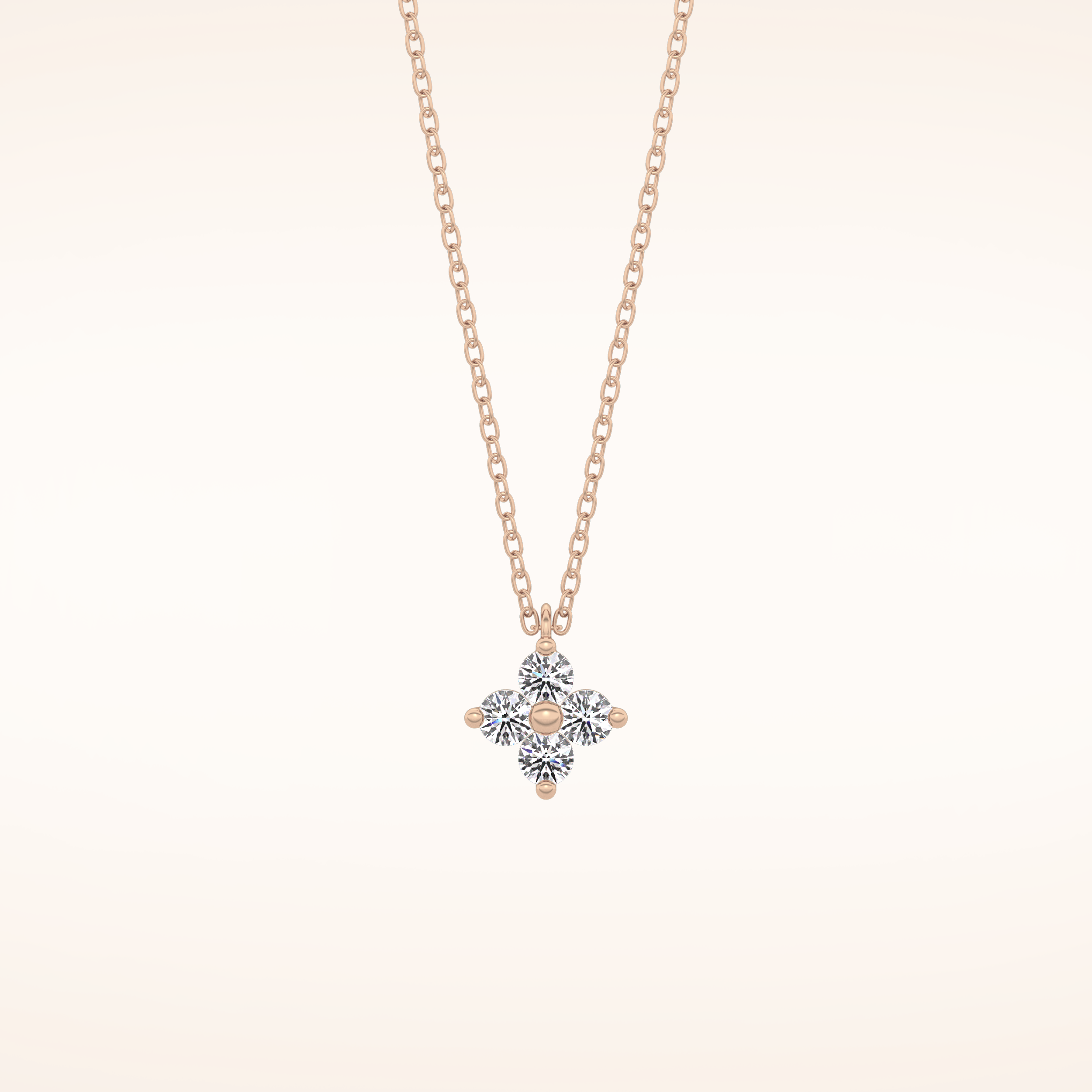 0.16 TCW Round Cut Moissanite Flower Design Necklace
